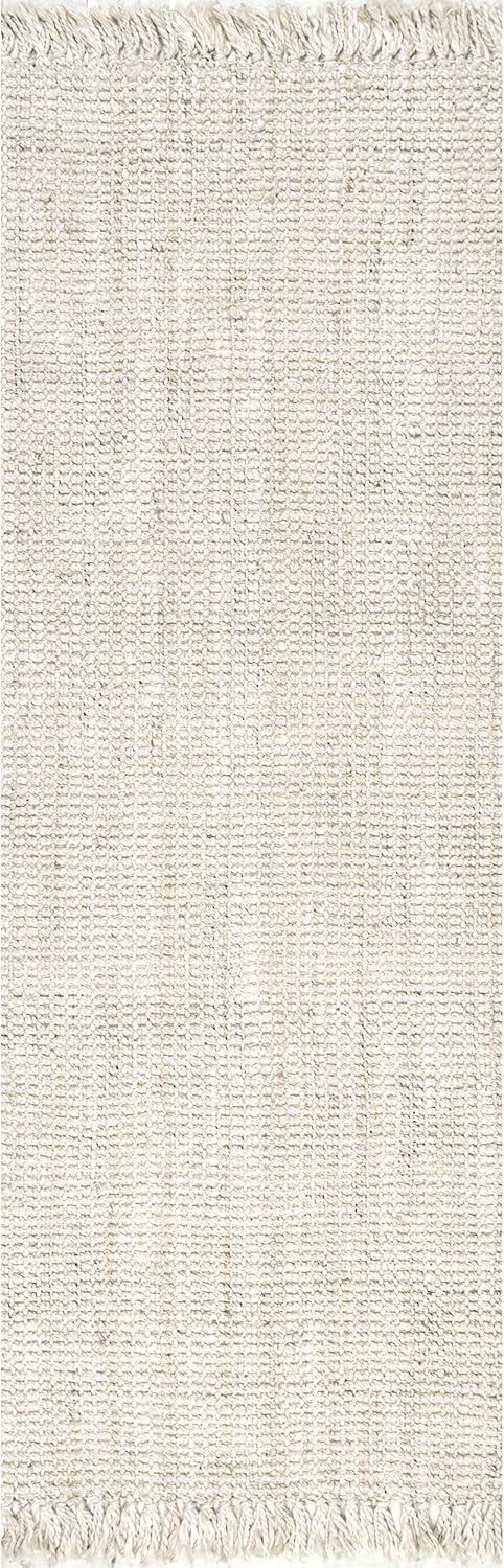 Handwoven Off-White Chunky Jute 2' 6" x 6' Runner Rug