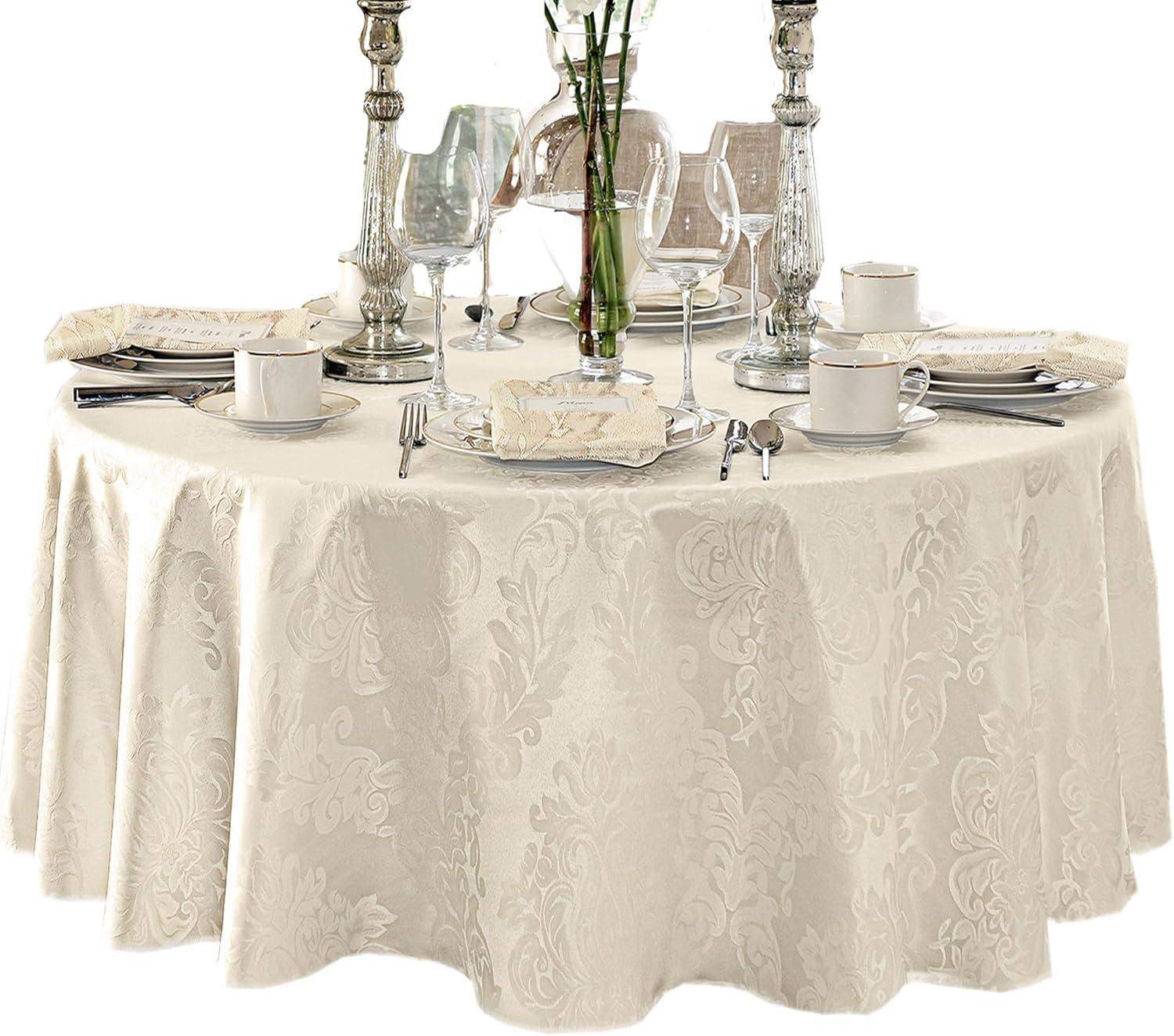 Burchfield Floral Jacquard Round Polyester Tablecloth