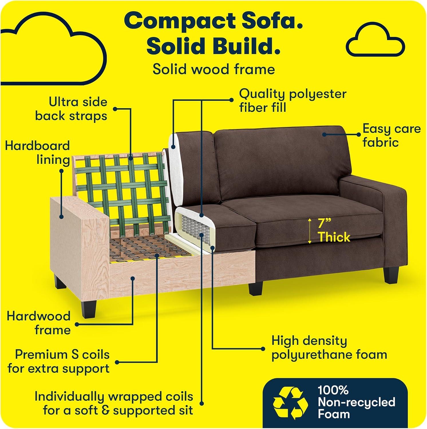 Serta Palisades 78" Track Arm Sofa, Easy Care Fabric, Soft Pillow Back, Pocket Coil Seat Cushions