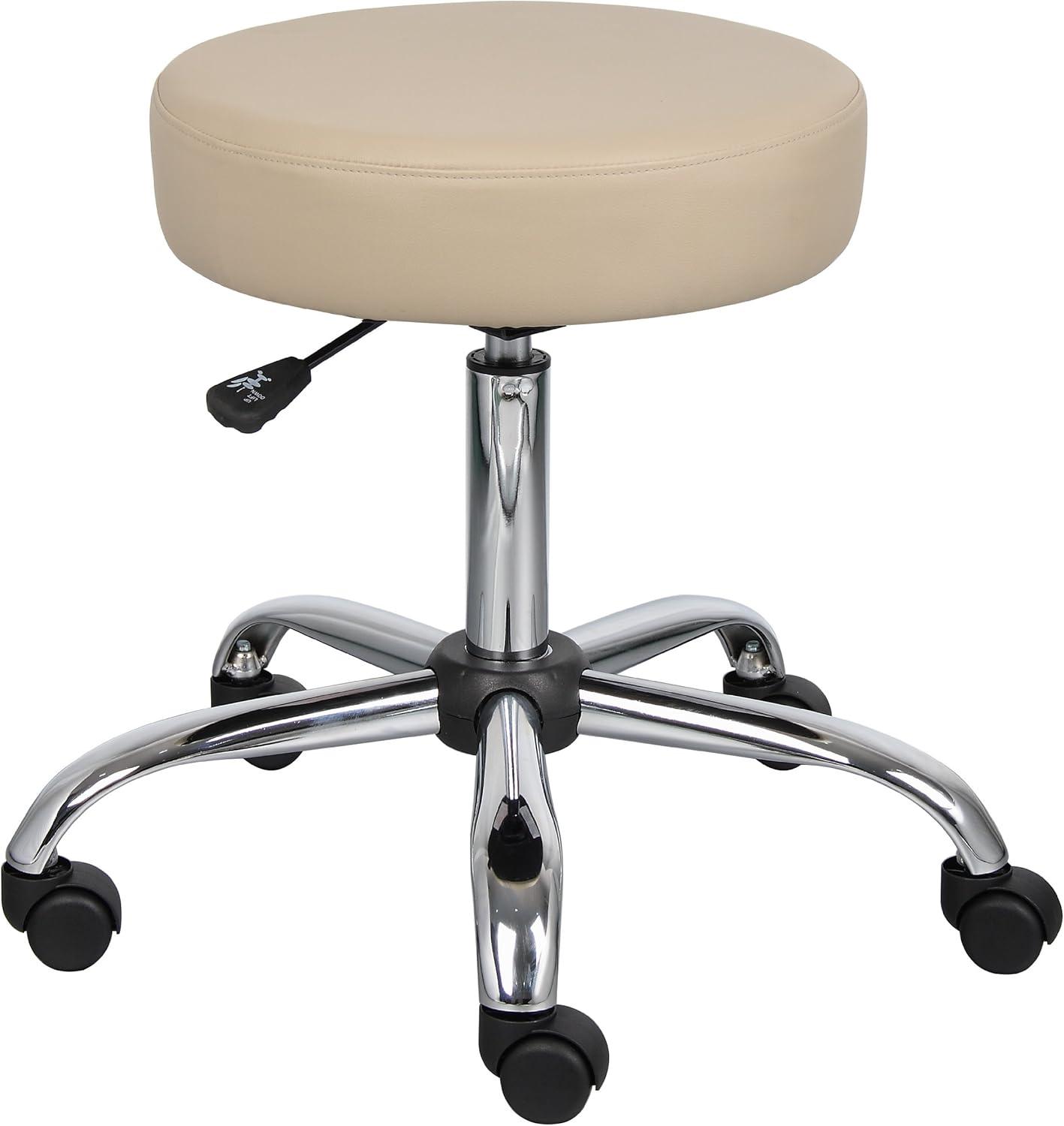 Boss Office & Home B240-BG Transitional Adjustable Upholstered Medical Stool, Beige