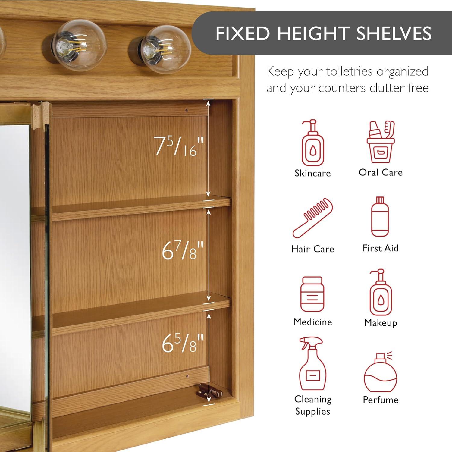 Richland 48-Inch Lighted Wood Medicine Cabinet in Nutmeg Oak