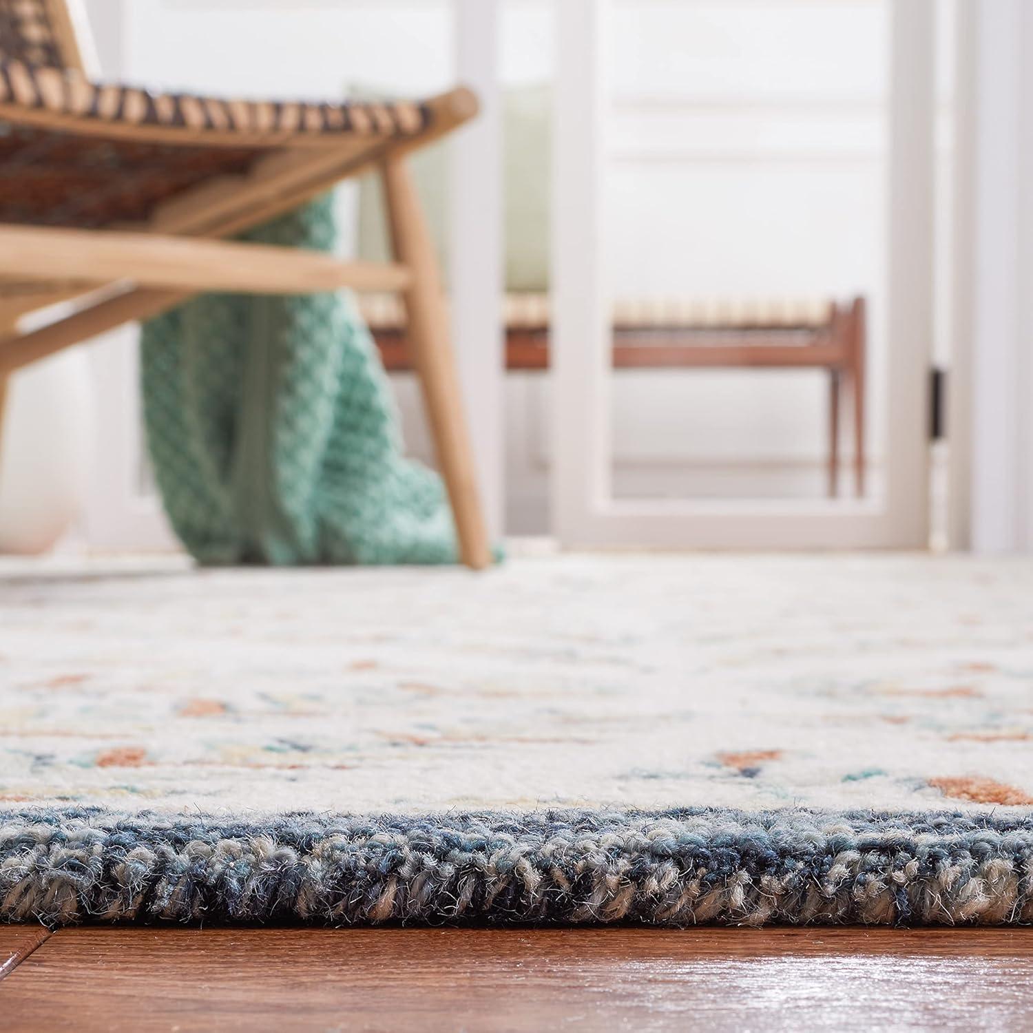 SAFAVIEH Capri Proinsias Leaves Wool Area Rug, Ivory/Green, 6' x 9'
