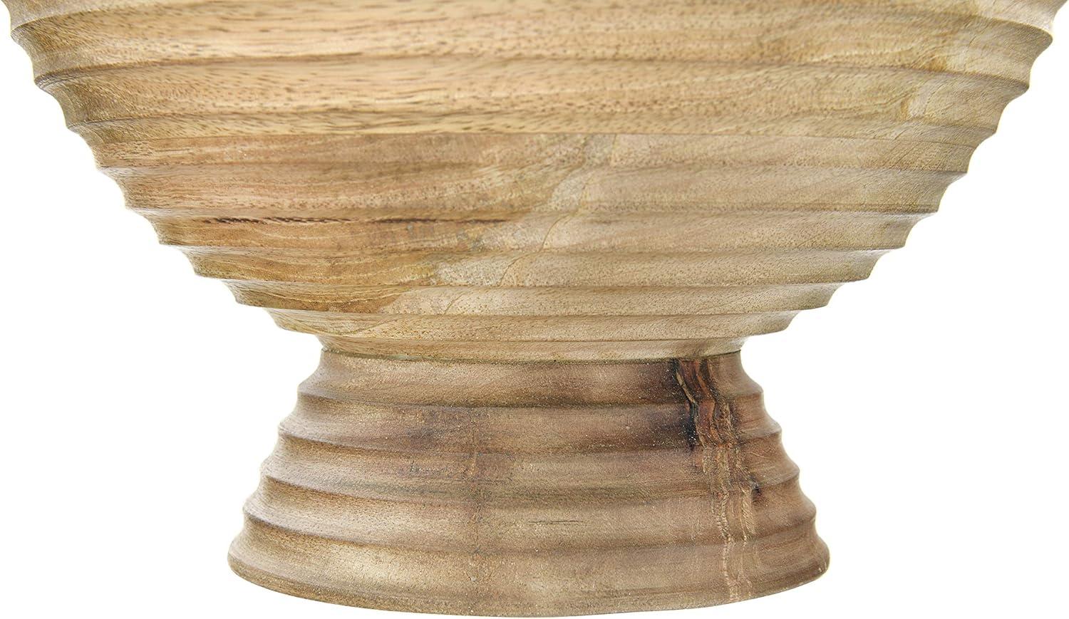 Creative Co-Op Ridged Mango Wood Footed Bowl