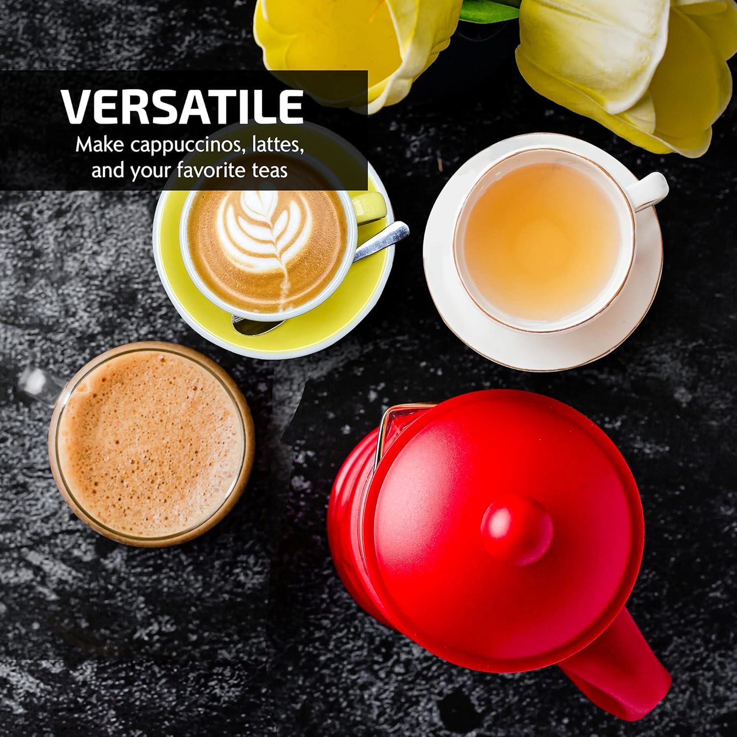 Ovente FPT34R OVENTE French Press Coffee Maker, Heat Resistant Borosilicate Glass with 4 Filter Stainless-Steel System, BPA-Free Portable Pitcher Perfect for Hot & Cold Brew