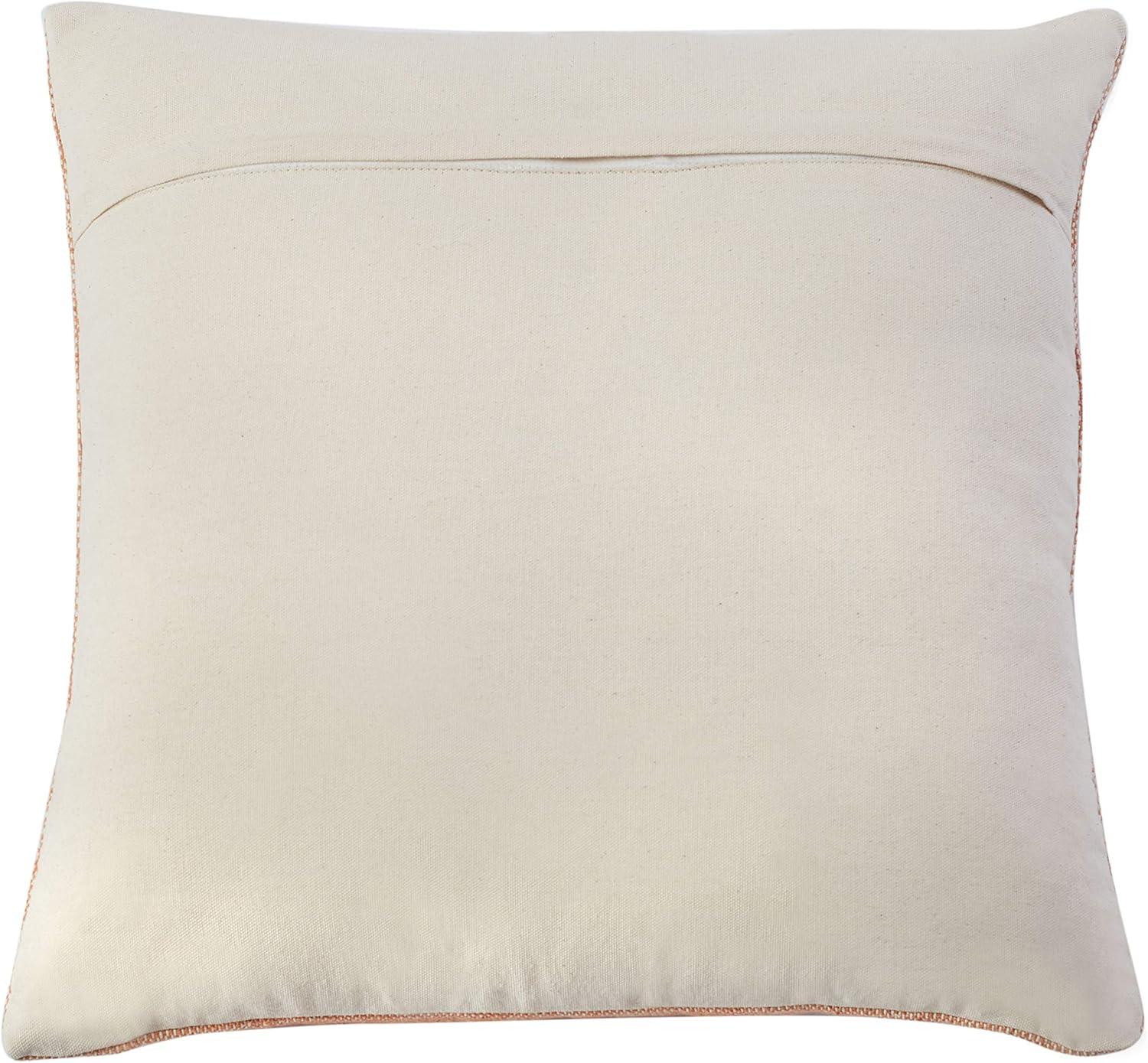 Apricot Cotton Embroidered Boho-Chic Throw Pillow 18"