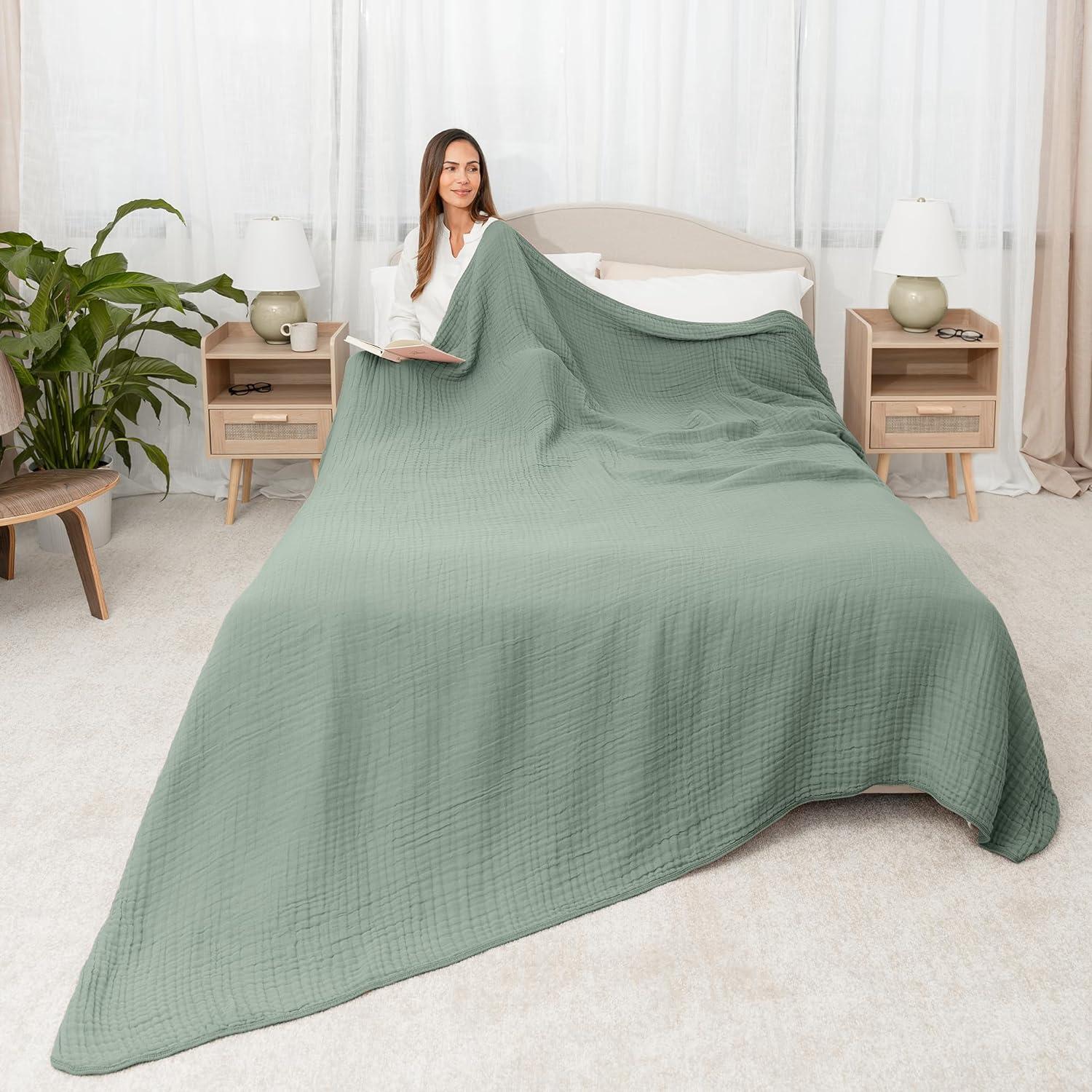 Queen Size Muslin Cotton Cooling Throw Blanket