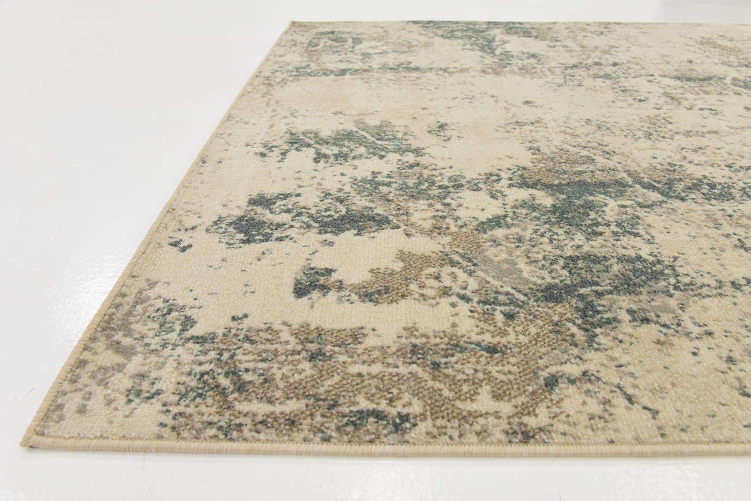 Rectangular Gray Abstract Synthetic Stain-Resistant Area Rug