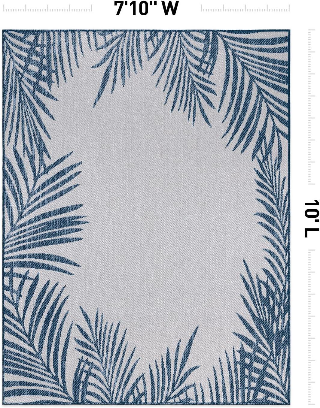 World Rug Gallery Tropical Floral Palm Leaves Textured Flat Weave Indoor/Outdoor Area Rug