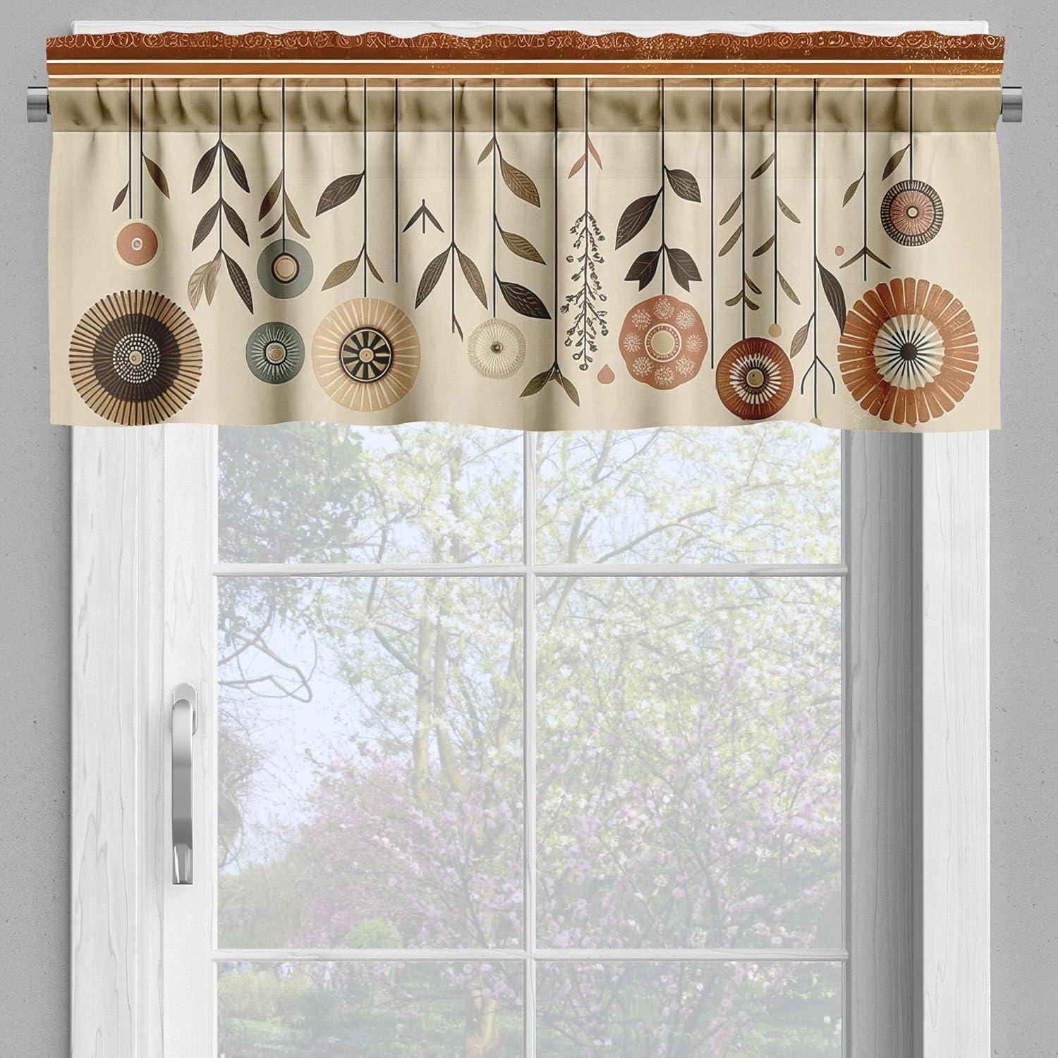 Floral Tailored 55'' W Kitchen Curtain