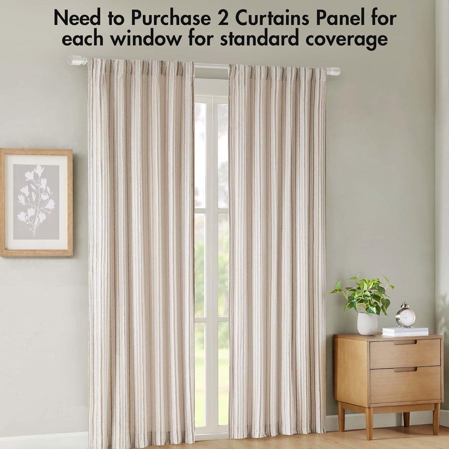 Extended Nude Textured Polyester Light-Filtering Drapes