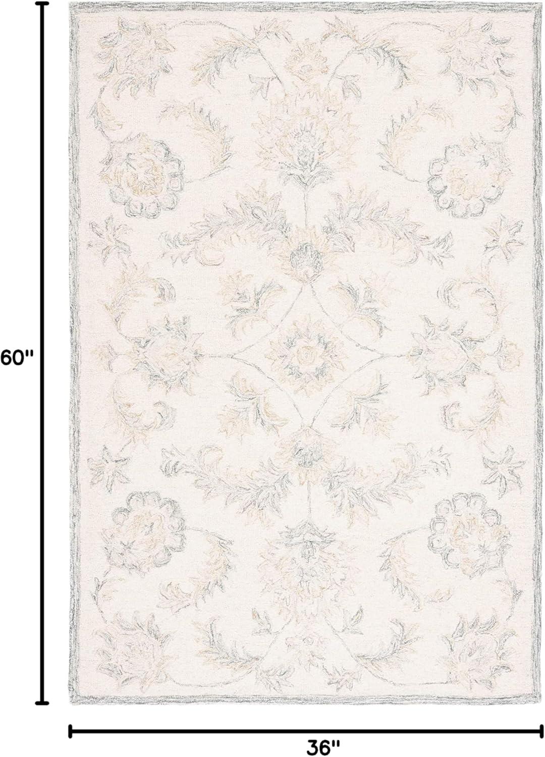 SAFAVIEH Martha Stewart Tufted Floral Area Rug, Ivory/Sage, 3' x 5'