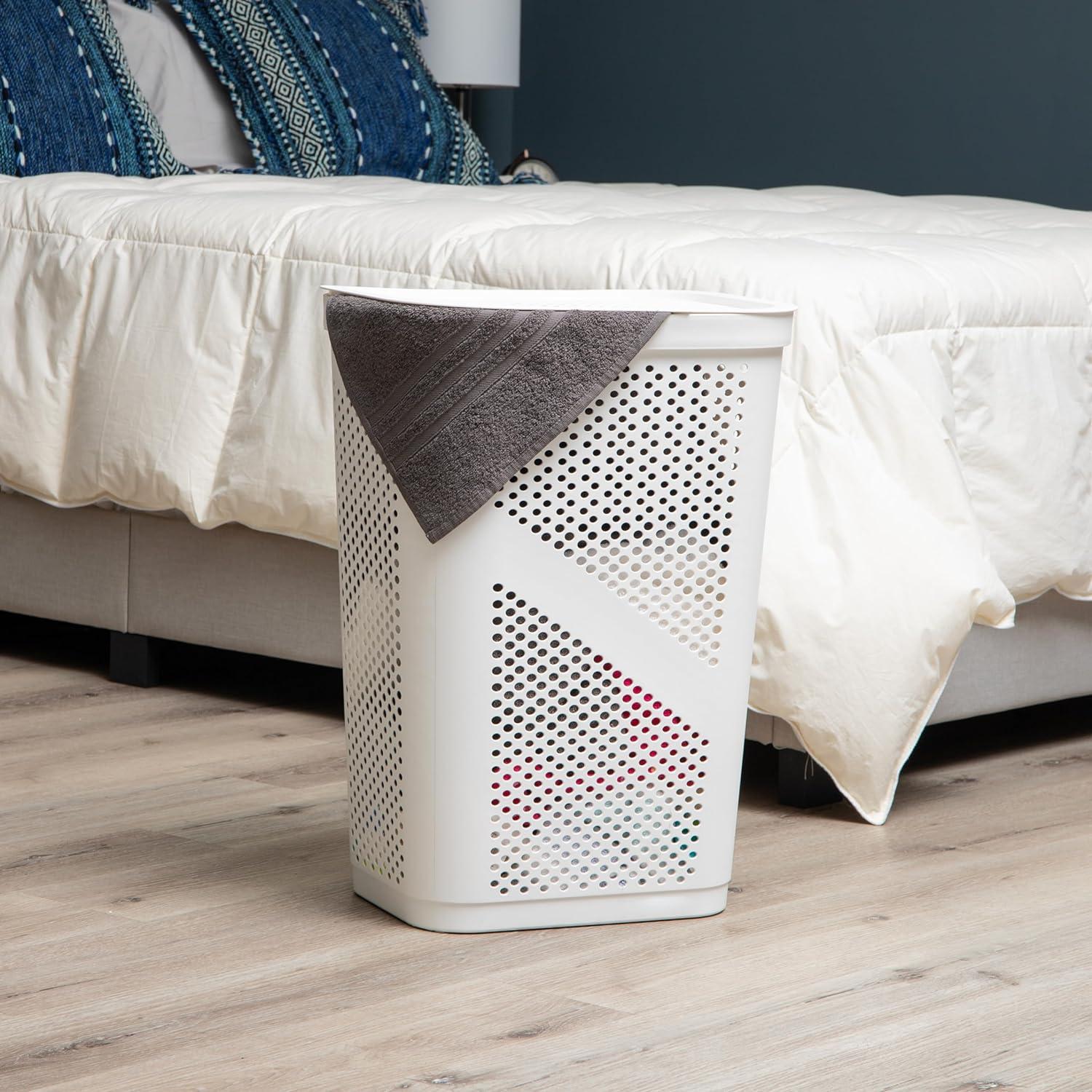 Mind Reader Mind Reader 60L Slim Laundry Hamper, Clothes Basket, Lid, Ventilated, Plastic, 17.25"L x 13.75"W x 23.5"H, 2-Pack