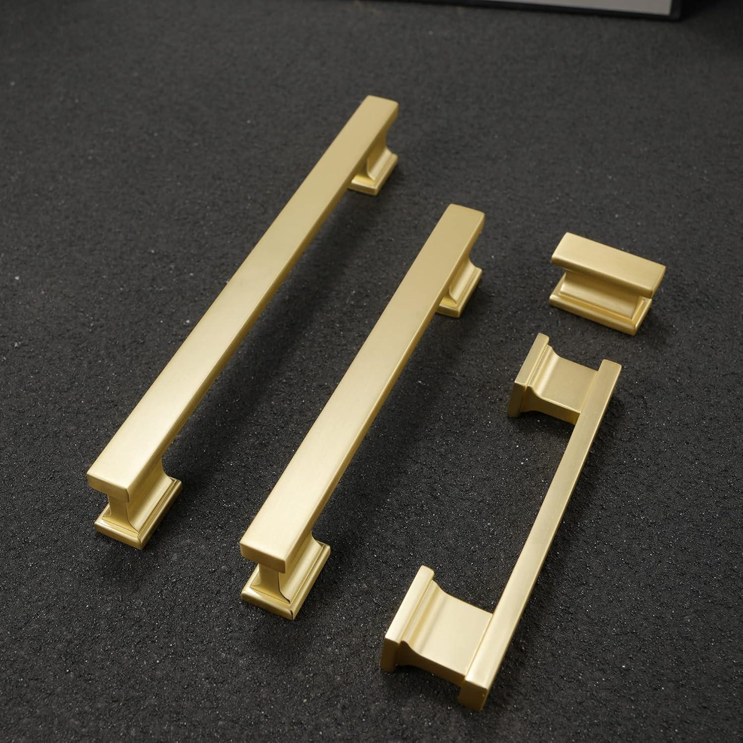 Brushed Brass 8" Transitional Cabinet Bar Pulls with Mounting Hardware