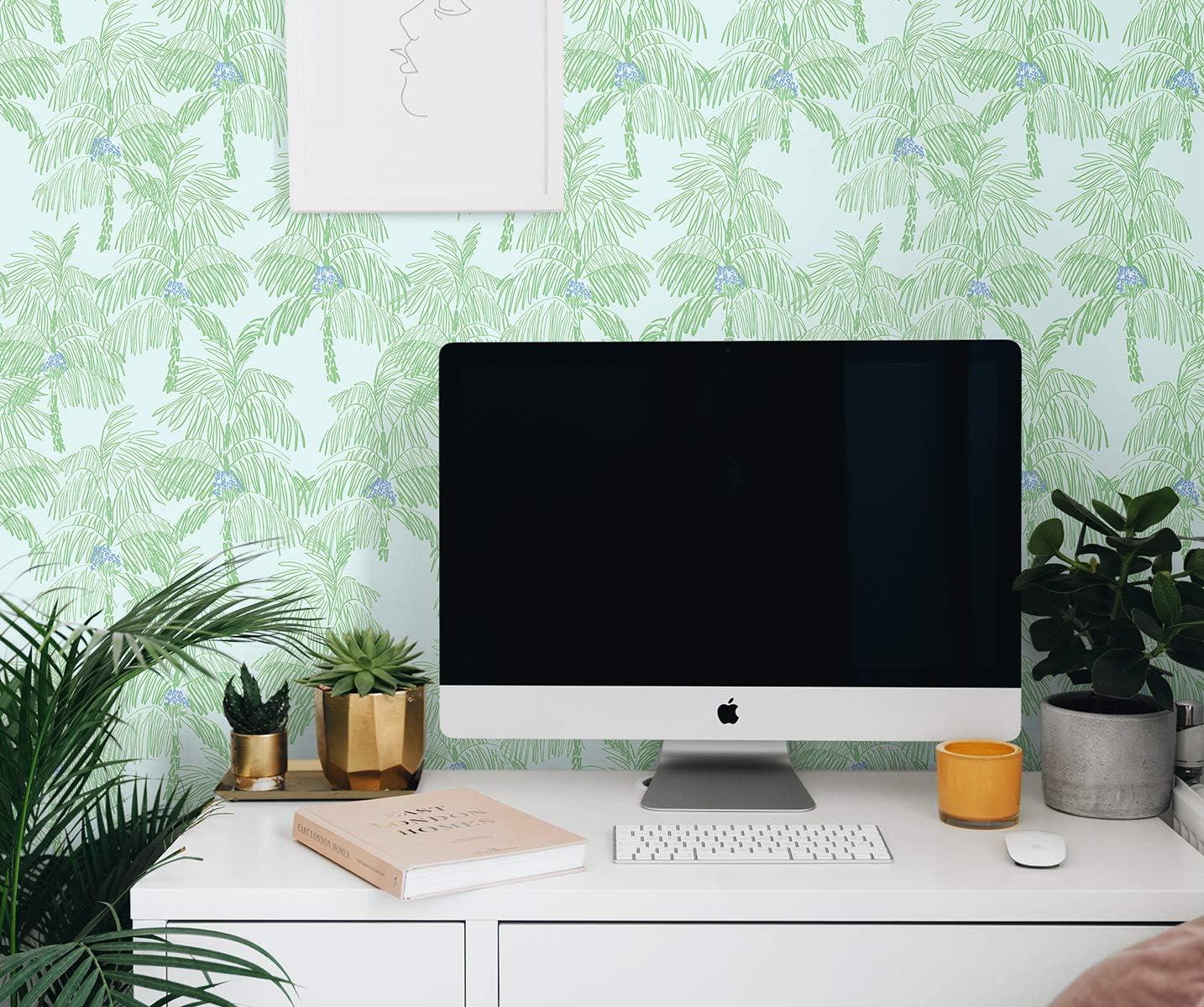 NextWall  Palm Beach Peel and Stick Wallpaper Baby Blue & Seafoam
