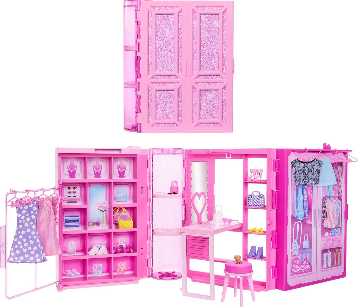 Barbie Dream Closet Pink Glitter Playset with Accessories