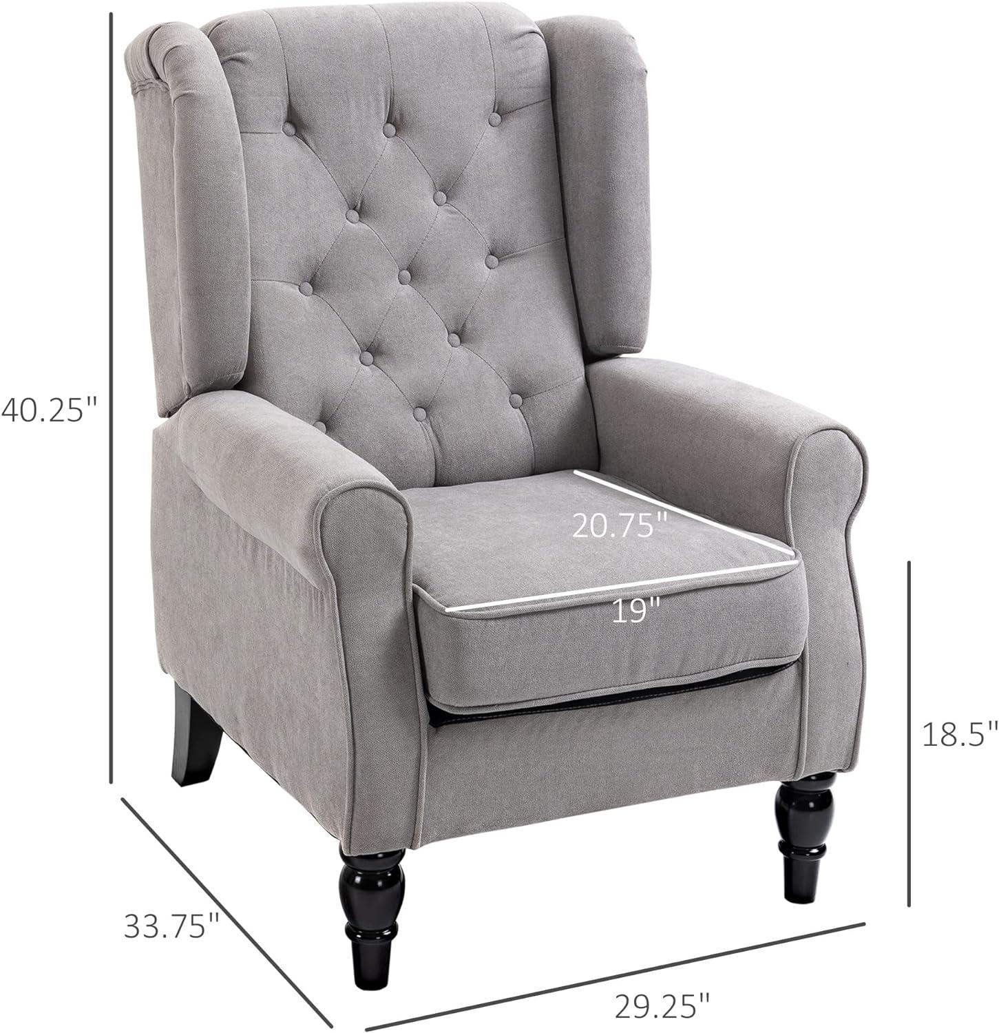 Elegant Grey Tufted High Wingback Accent Chair with Polished Wood Legs