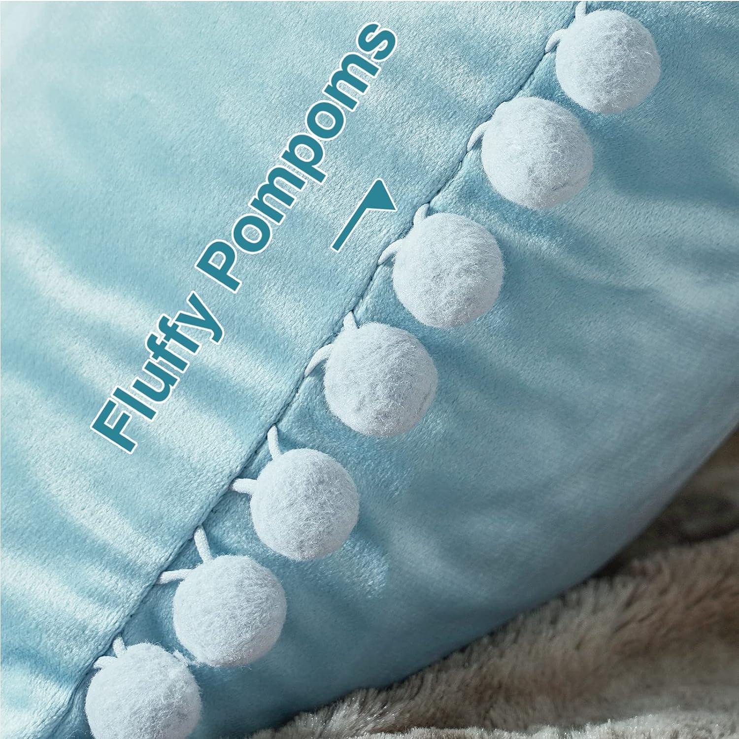 Deconovo Deconovo Pom-poms Velvet Reversible Pillow Cover (Set of 2)