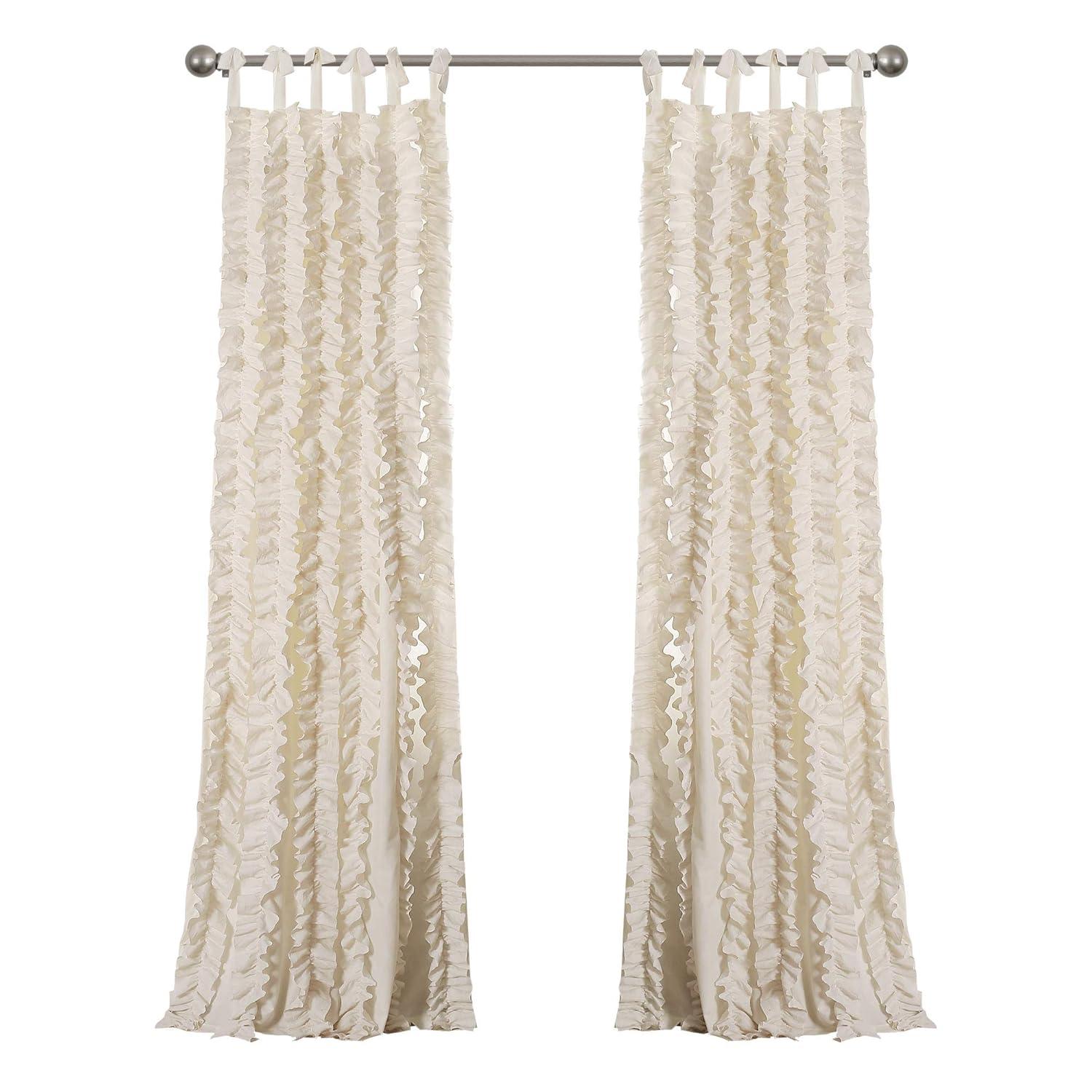 Lush Decor Sophia Ruffle Polyester Semi Sheer Curtain Pair (Set of 2)