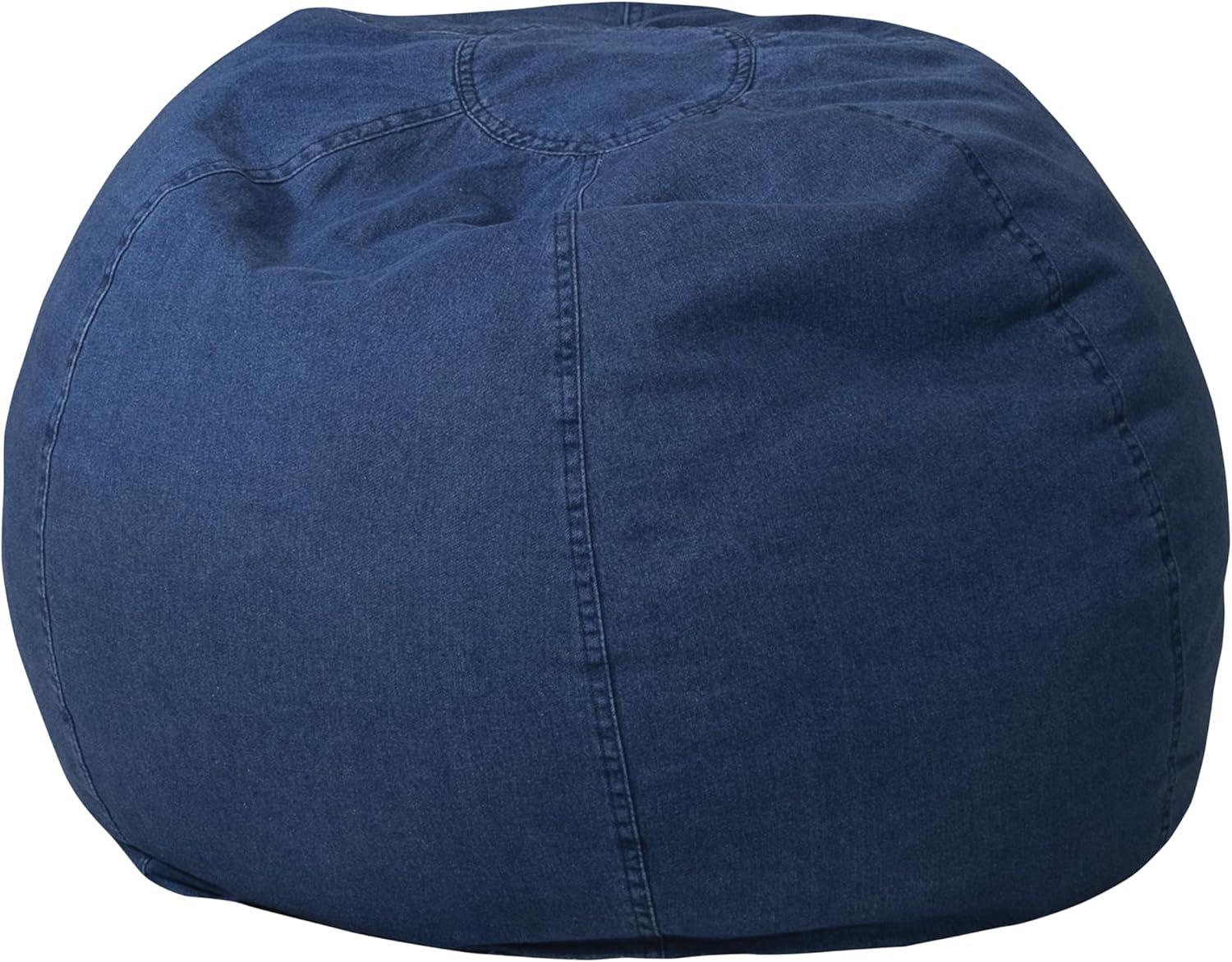 Flash Furniture Dillon Small Denim Refillable Bean Bag Chair for Kids and Teens