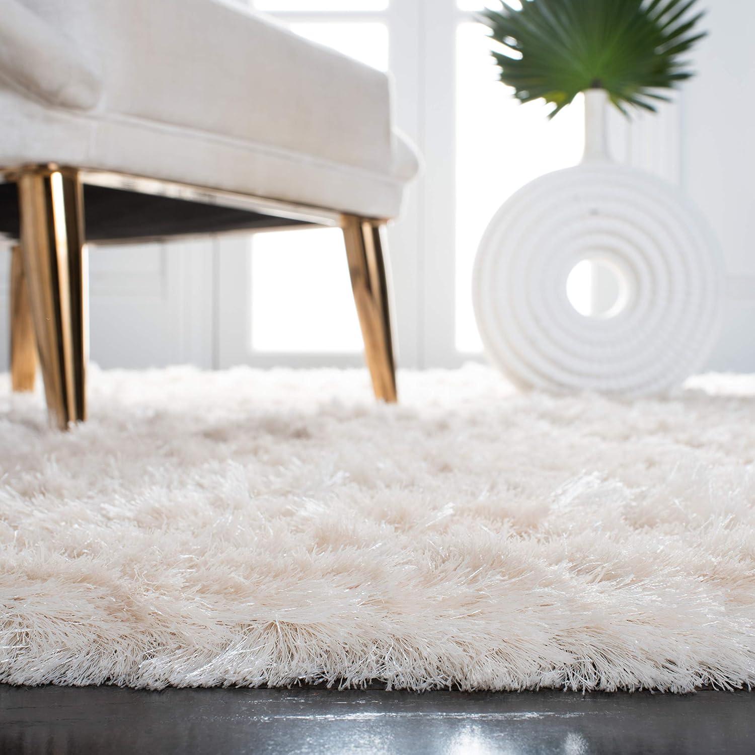 Paris Shag SG511 Hand Tufted Indoor Area Rug - Ivory - 7'x7' Square - Safavieh