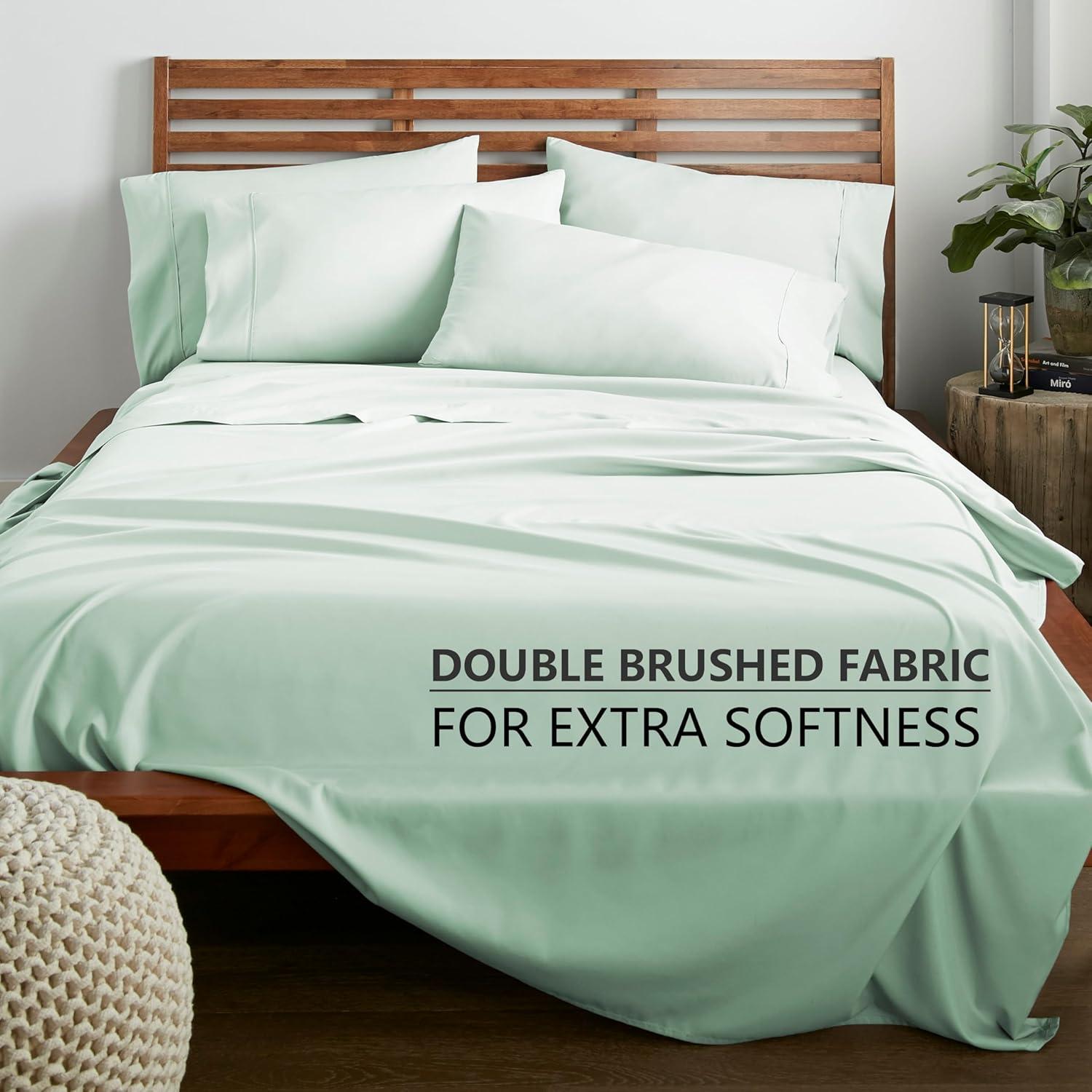 American Home Collection Queen Size 6 Piece Bed Sheet Set Mint - Ultra Soft Microfiber Deep Pocket Wrinkle Free