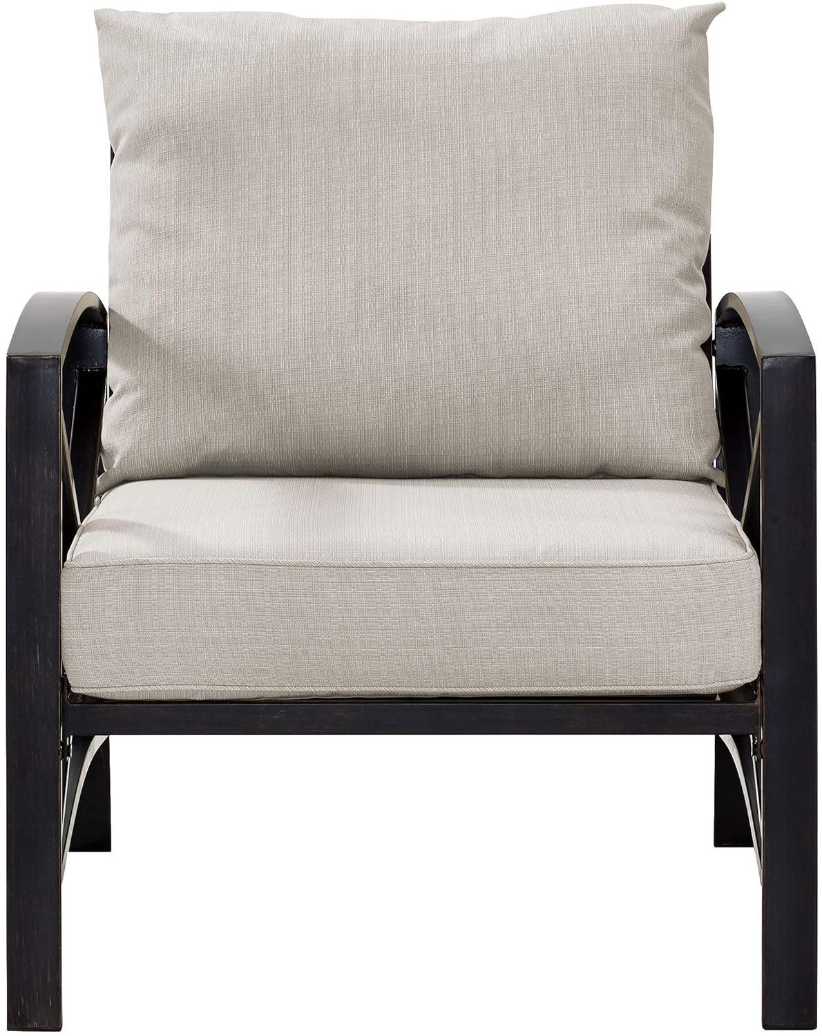 Kaplan Outdoor Arm Chair Oatmeal - Crosley: Patio Furniture, Steel Frame, Weather-Resistant