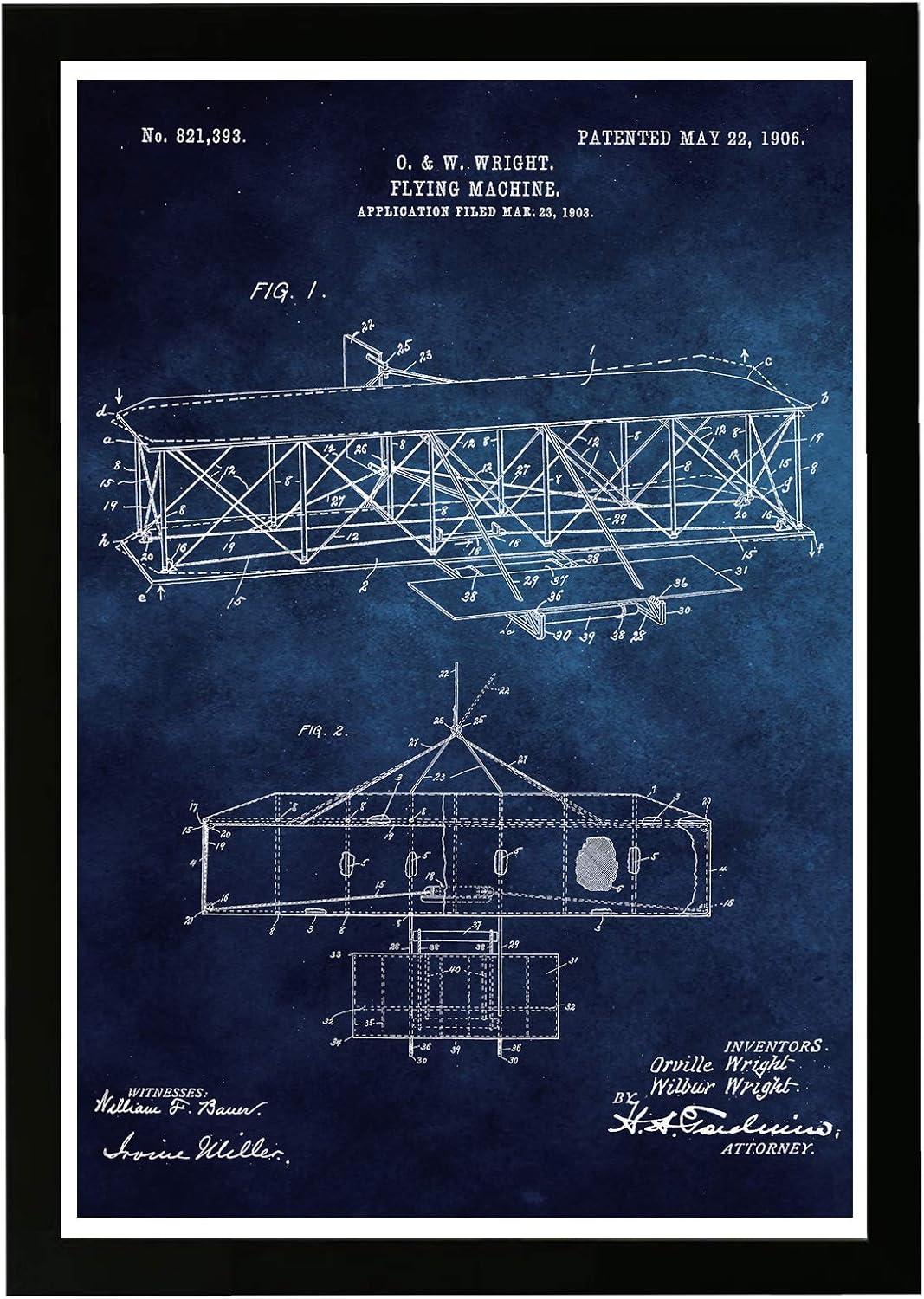 Blue and White Framed Airplane Print for Kids Room