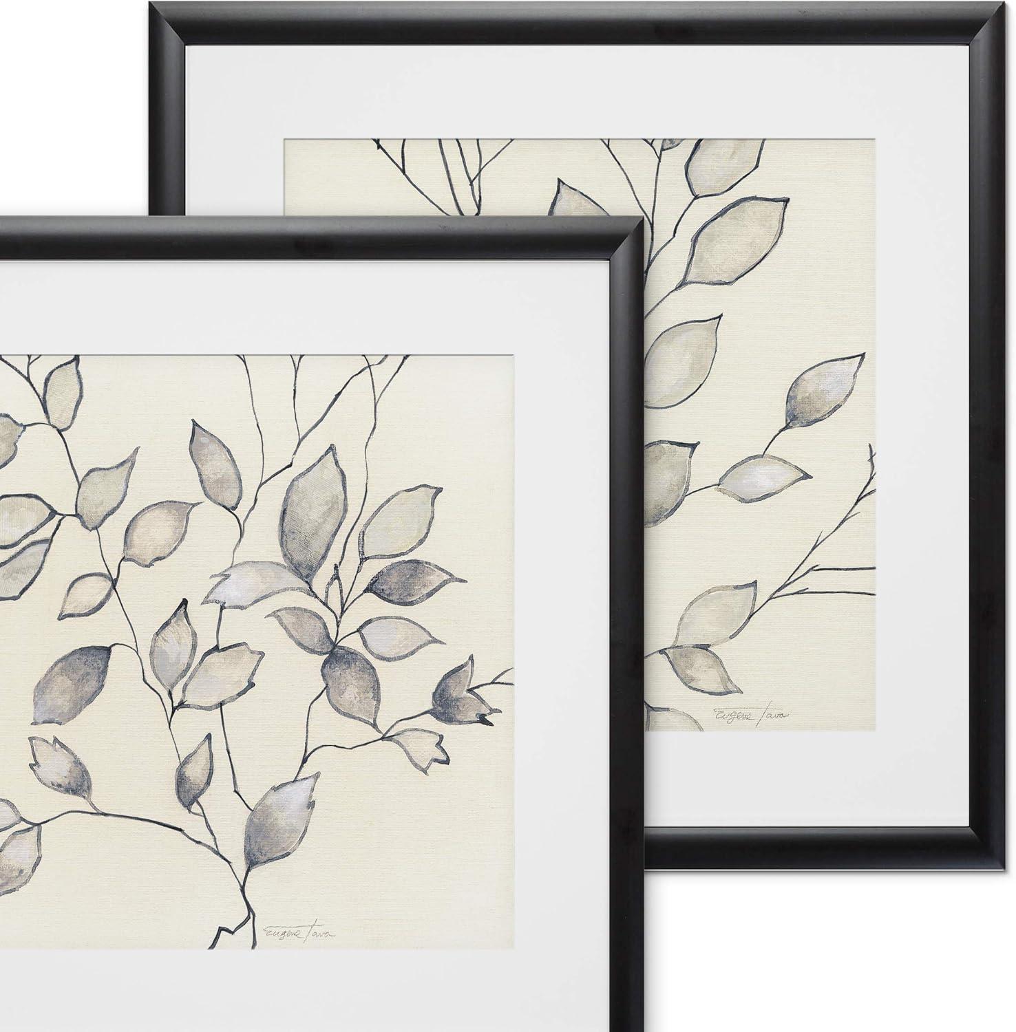 Whispering Leaves Black and White 2-Piece Framed Art Print Set