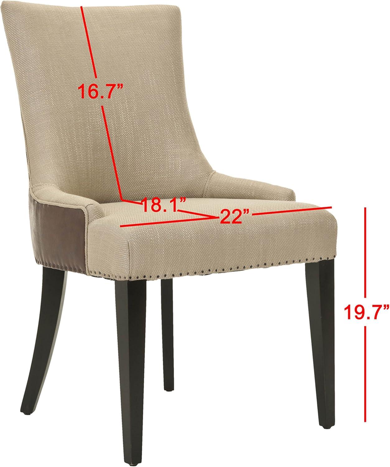 Becca 19''H Dining Chair with Silver Nail Heads - Cream/Leather - Safavieh