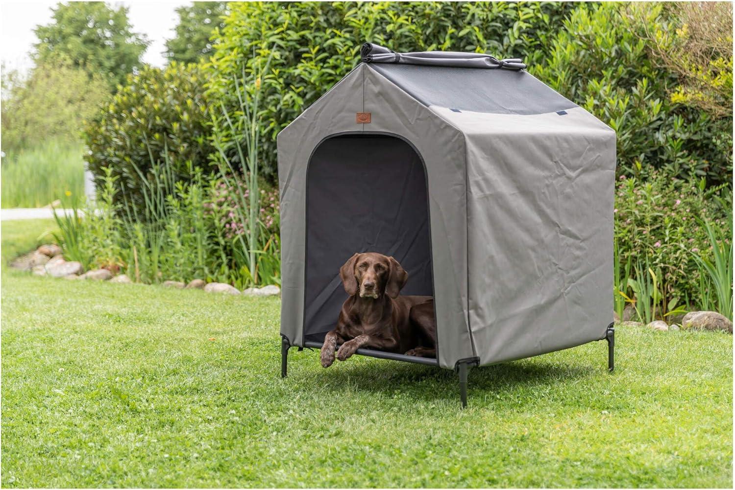 TRIXIE 2-in-1 Elevated Dog House, Portable Pet Camping Cot & Tent, Raised Bed & Dog Shade for Dogs
