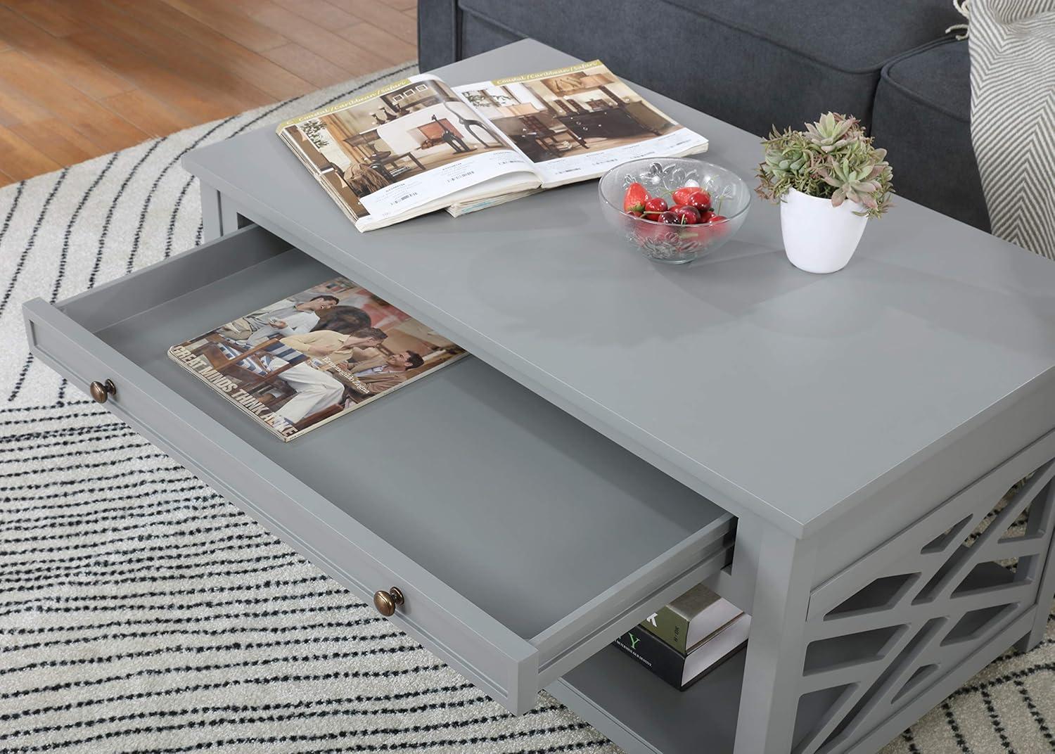 Coventry Dove Gray 36" Wood Coffee Table with Storage Drawer