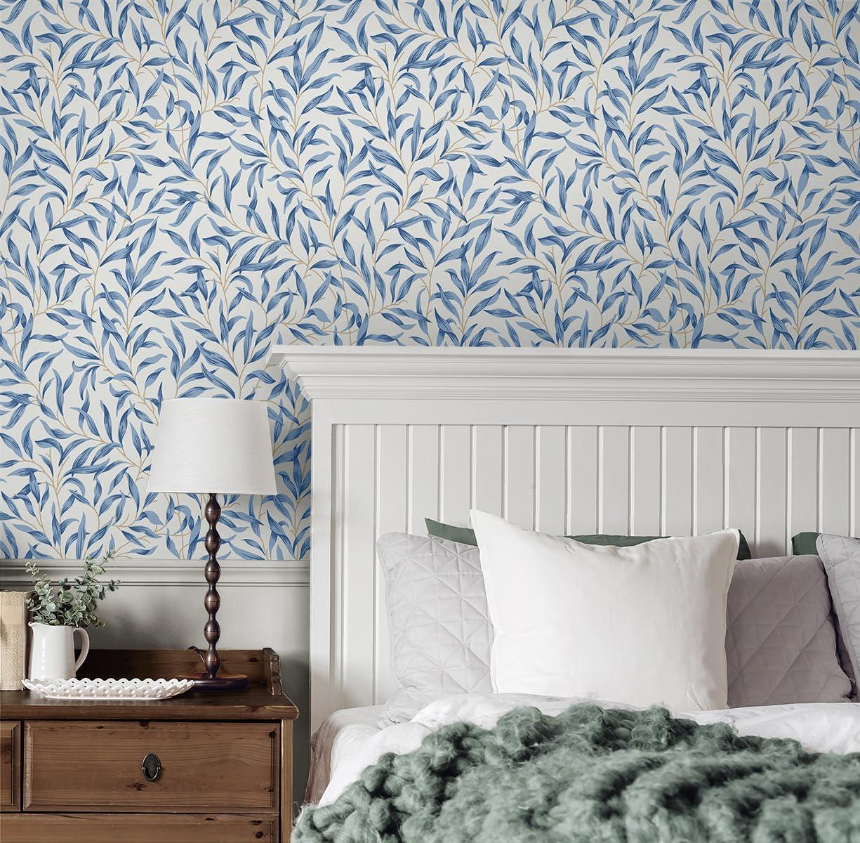 Blue Lake Botanical Peel and Stick Vinyl Wallpaper