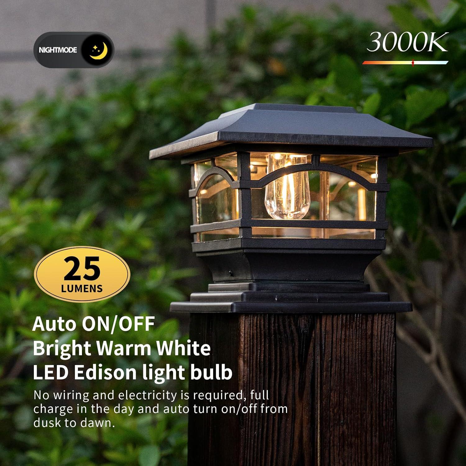 Kingsbridge Dual Lighted Solar Post Cap, Black