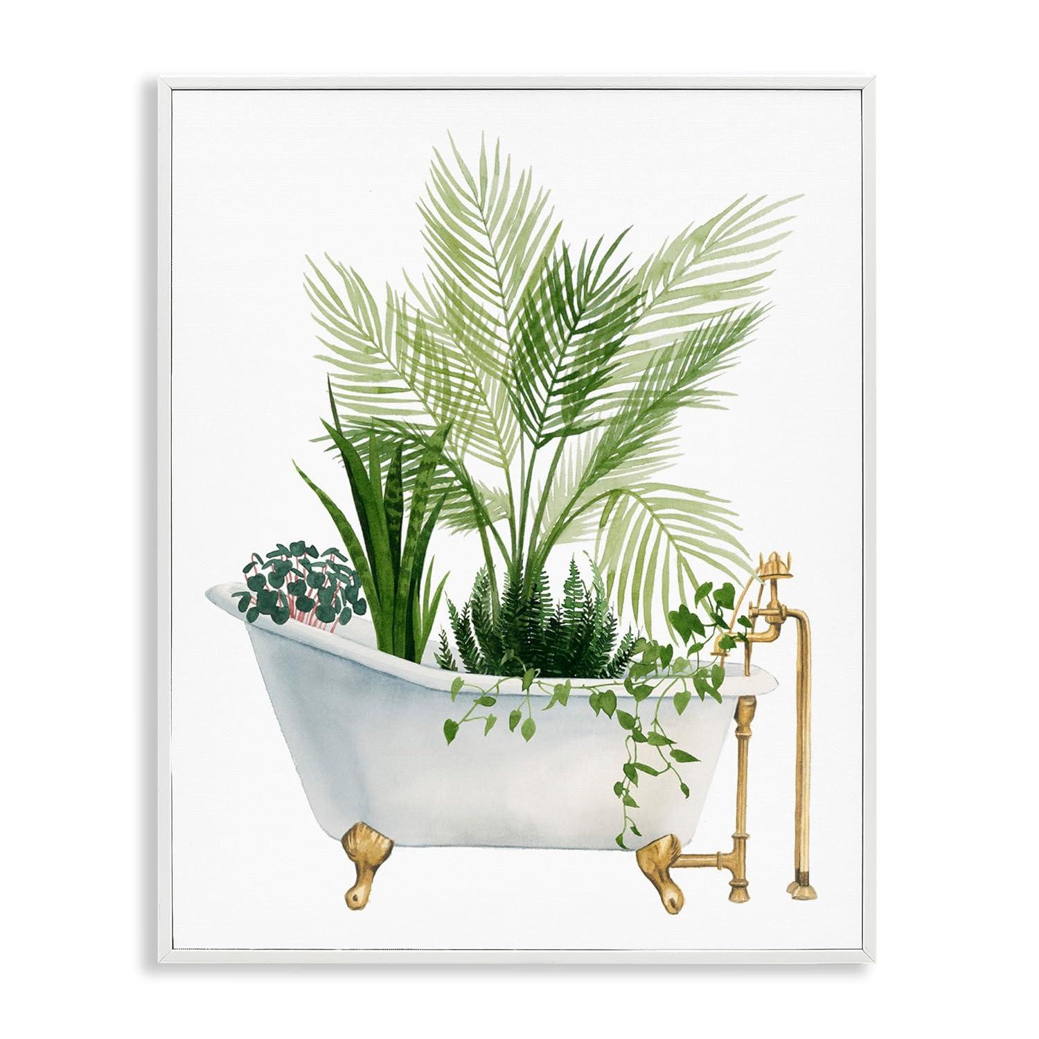 Stupell Industries Various Plants Greenery Vintage Tub Graphic Art White Framed Art Print Wall Art, Design by Grace Popp