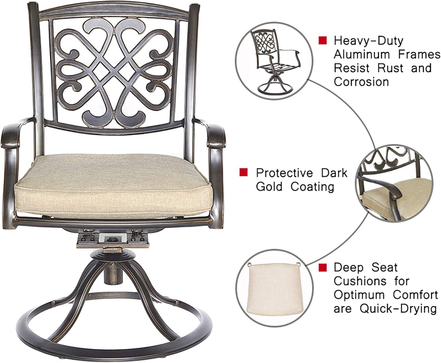 DALI 3 Piece Bistro Set, Handmade Contemporary Round Table Patio Glider Chairs Garden Backyard Outdoor Furniture