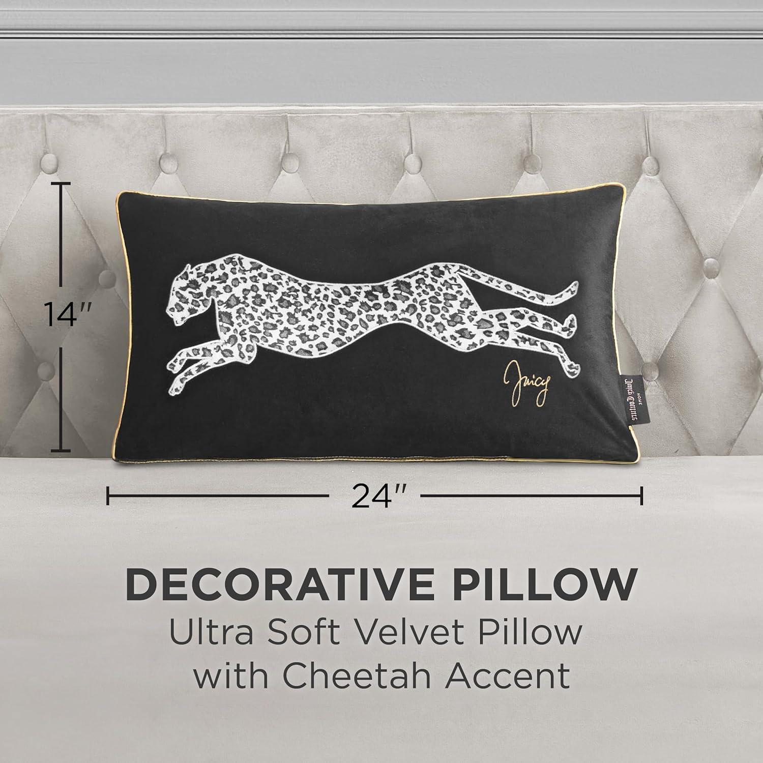Juicy Couture Juicy Couture Velvet Cheetah Plush Decorative Throw Pillows - 14" x 24"