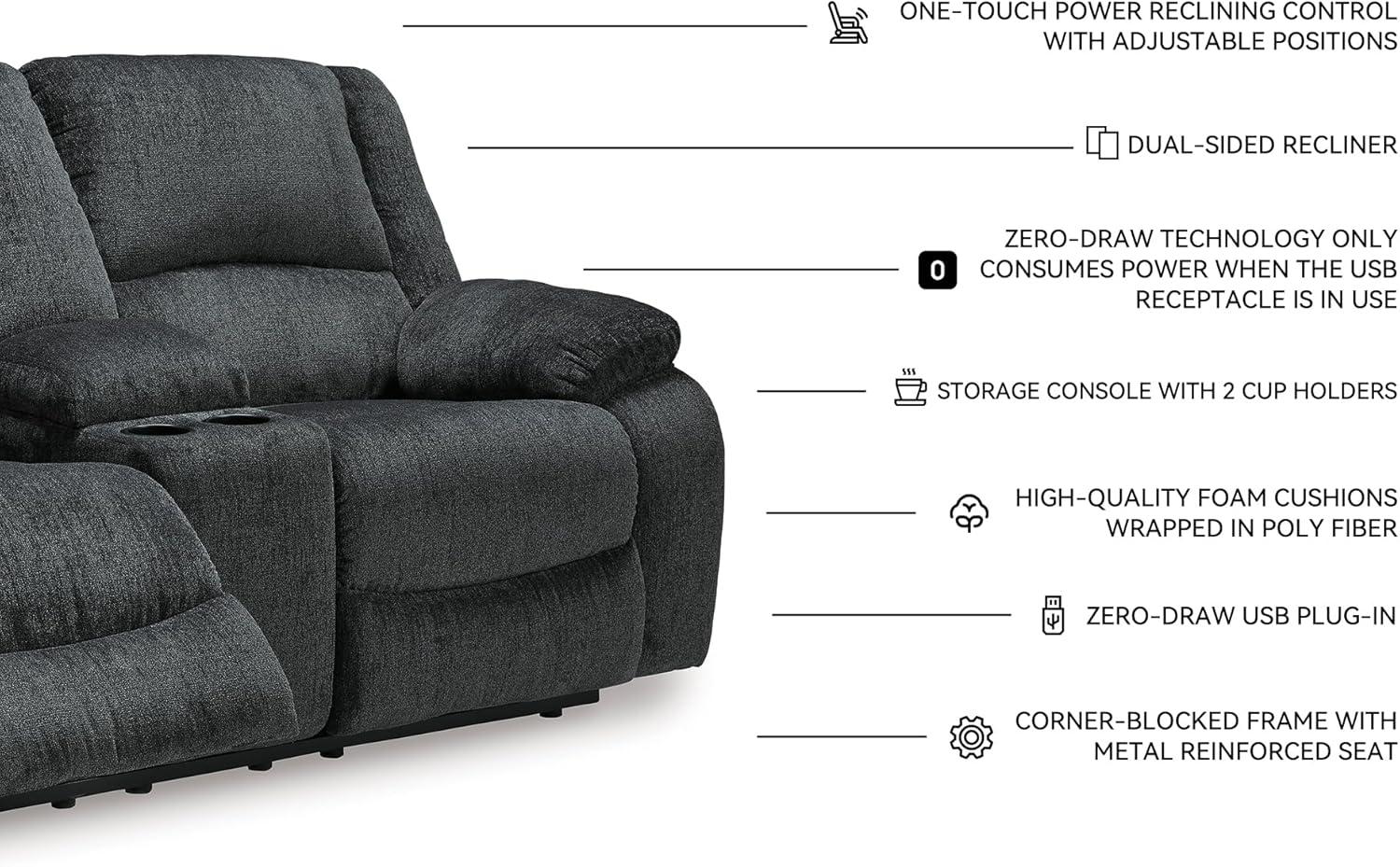 Signature Design by Ashley Draycoll Power Reclining Loveseat in Slate