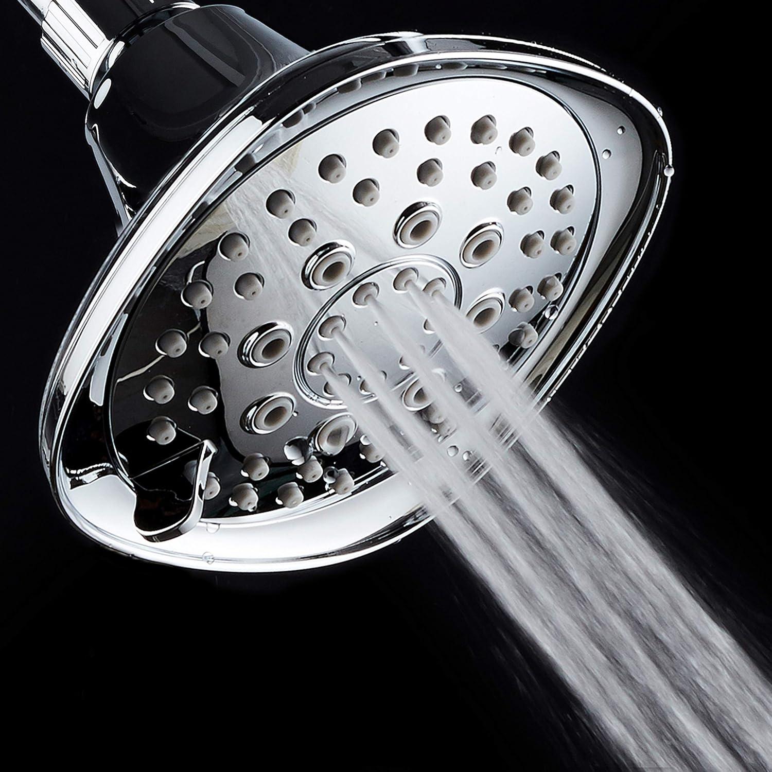 Chrome Square High-Pressure 6-Setting Luxury Shower Head