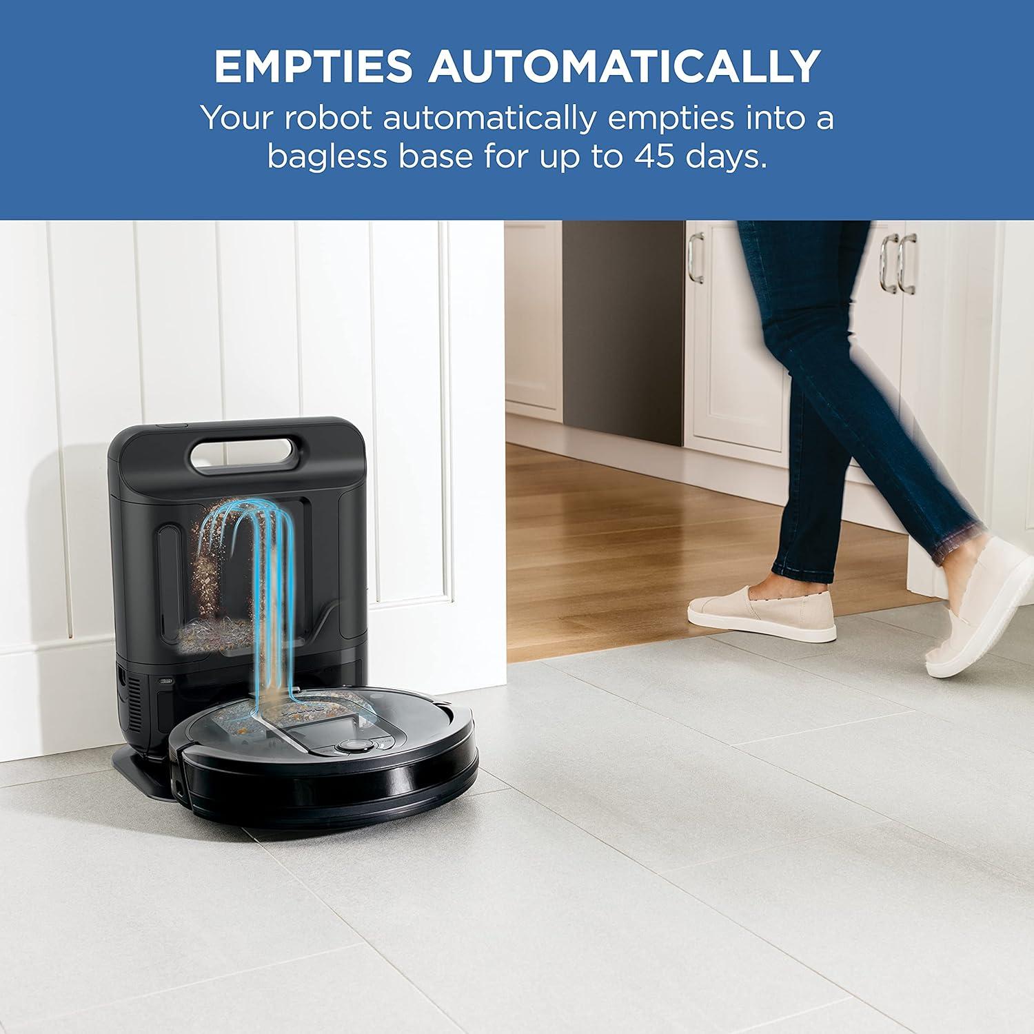 Black Cordless Robotic Vacuum Cleaner with Self-Empty Base