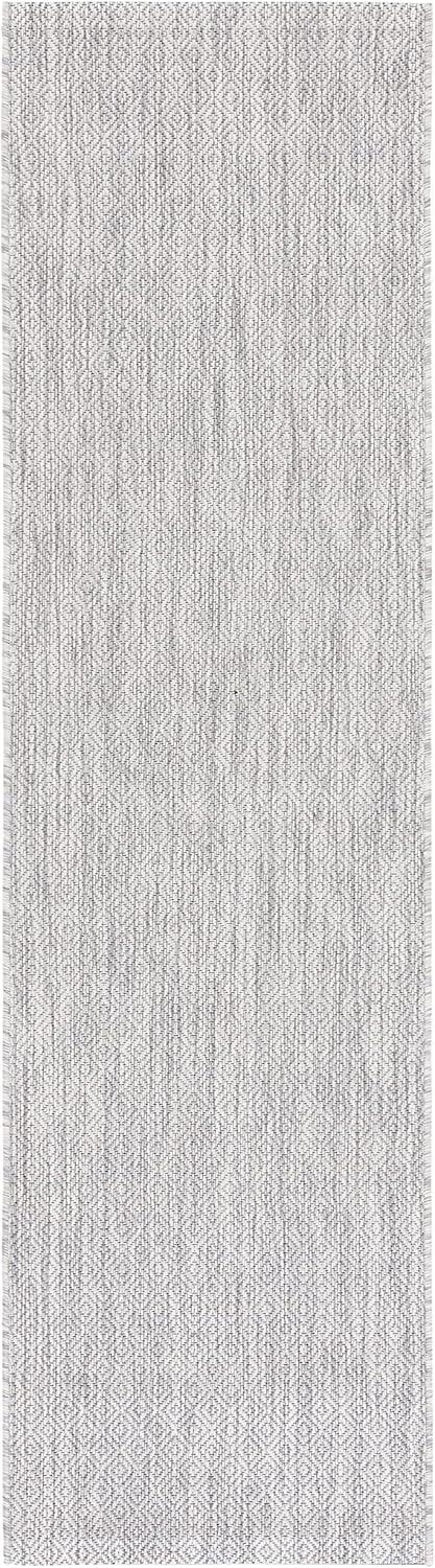 Elegant Gray 27"x14" Reversible Flat-Woven Synthetic Runner Rug