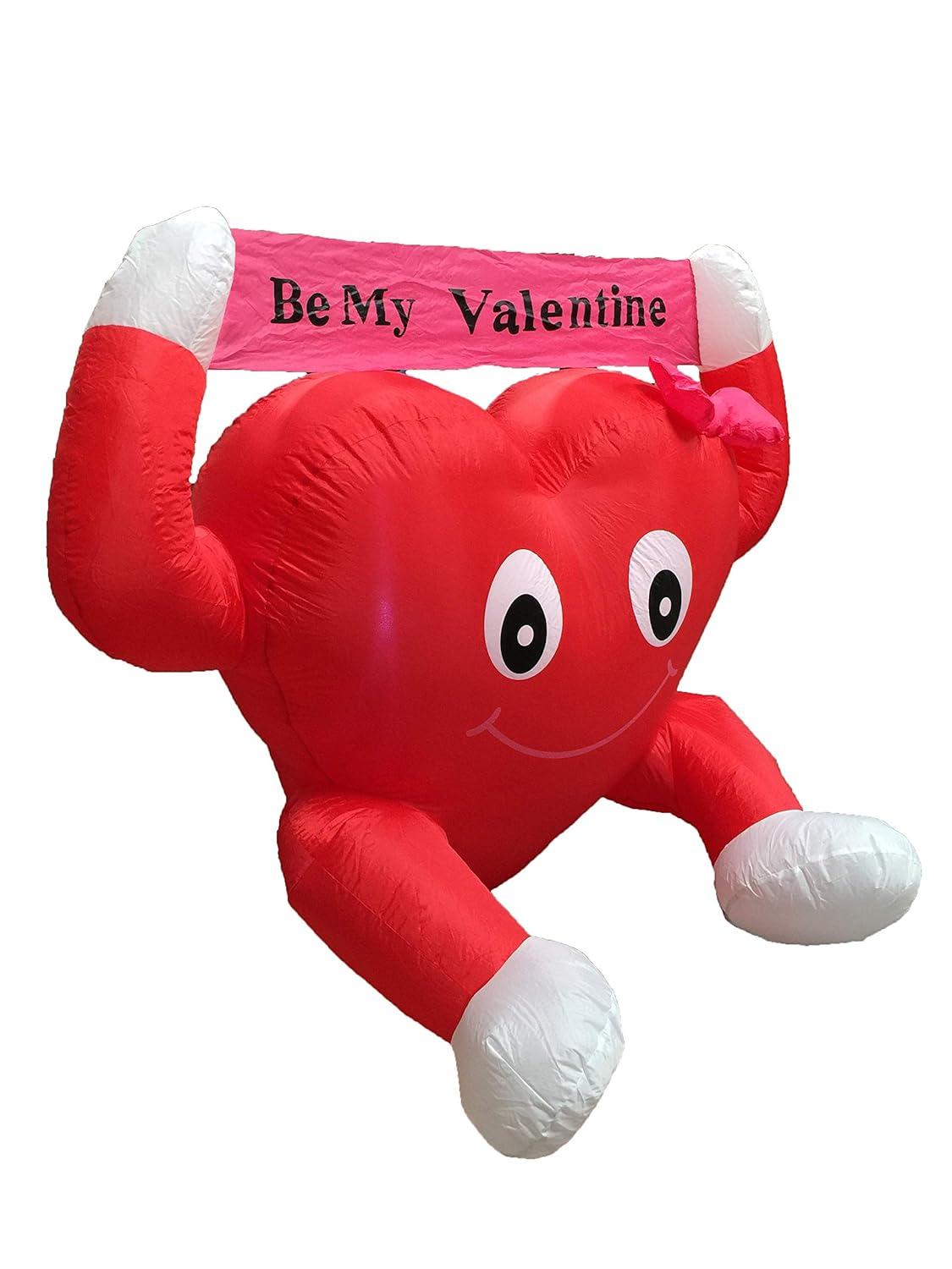 The Holiday Aisle® 4 Foot Tall Lighted Happy Valentine's Day Inflatable Cute Lovely Heart Be My Valentine Romantic Sweetheart Indoor / Outdoor Blow Up Yard Decoration