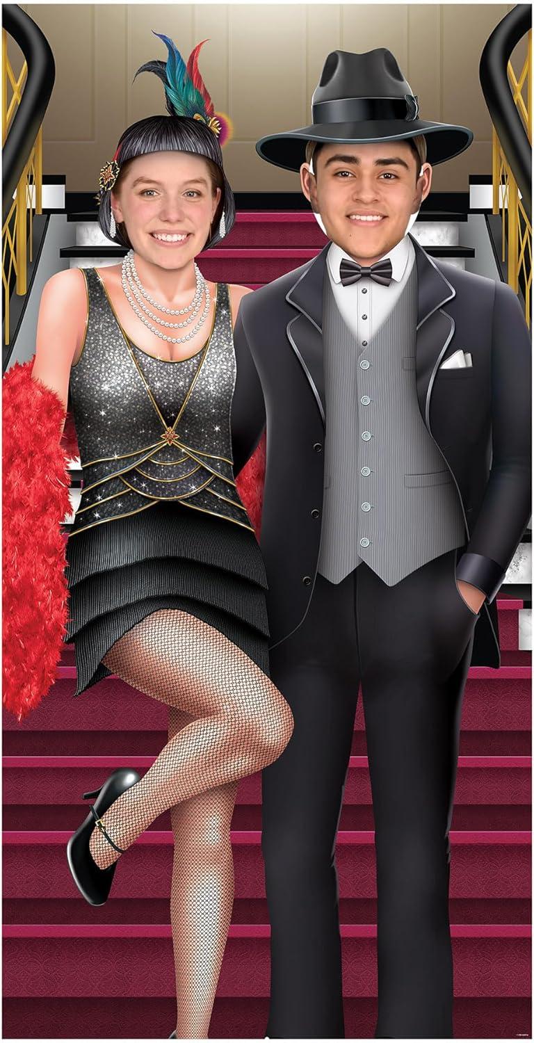 Roaring 20's Couple Photo Prop Stand-Up in Black and White