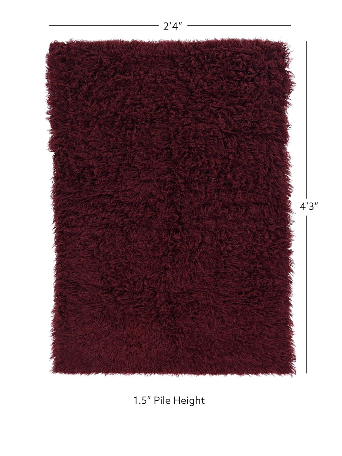 Ebern Designs Aaiden Flokati Wool Shag Hand Loomed Ivory Rug