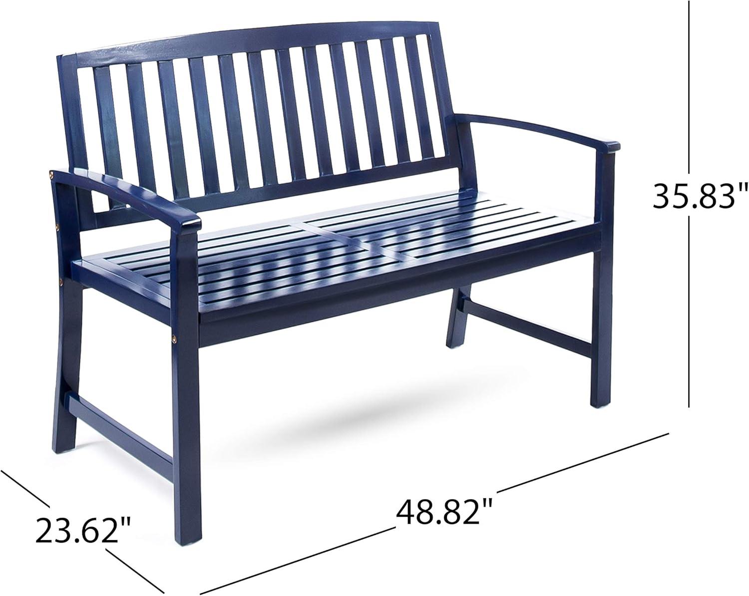 Navy Blue Acacia Wood Farmhouse Cottage Bench