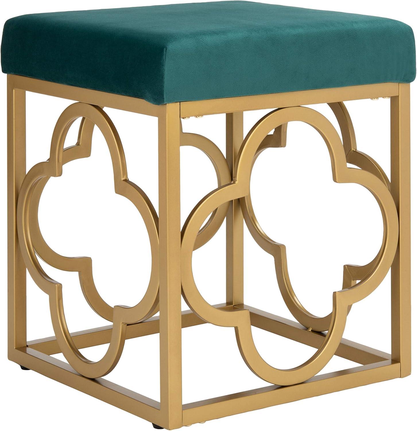 Fleur Square Ottoman - Navy/Gold - Safavieh