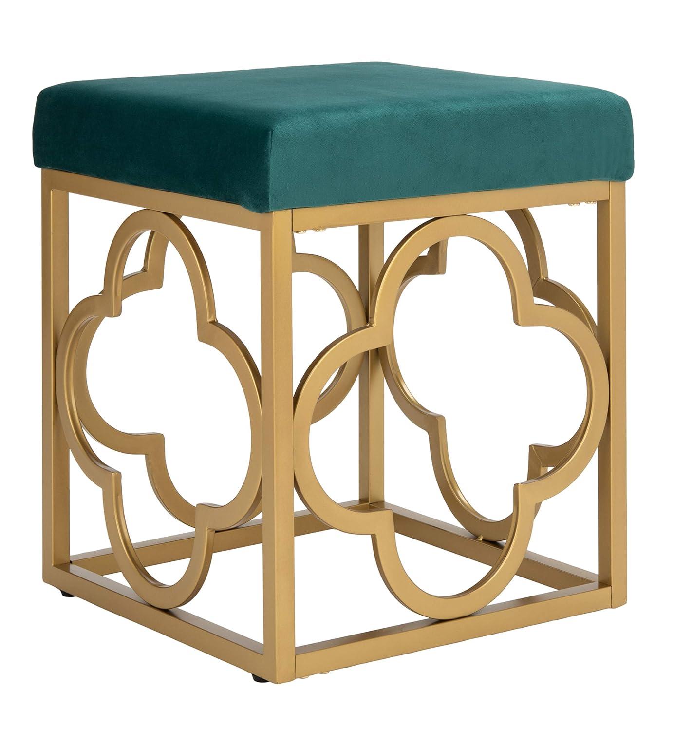Fleur Square Ottoman - Navy/Gold - Safavieh