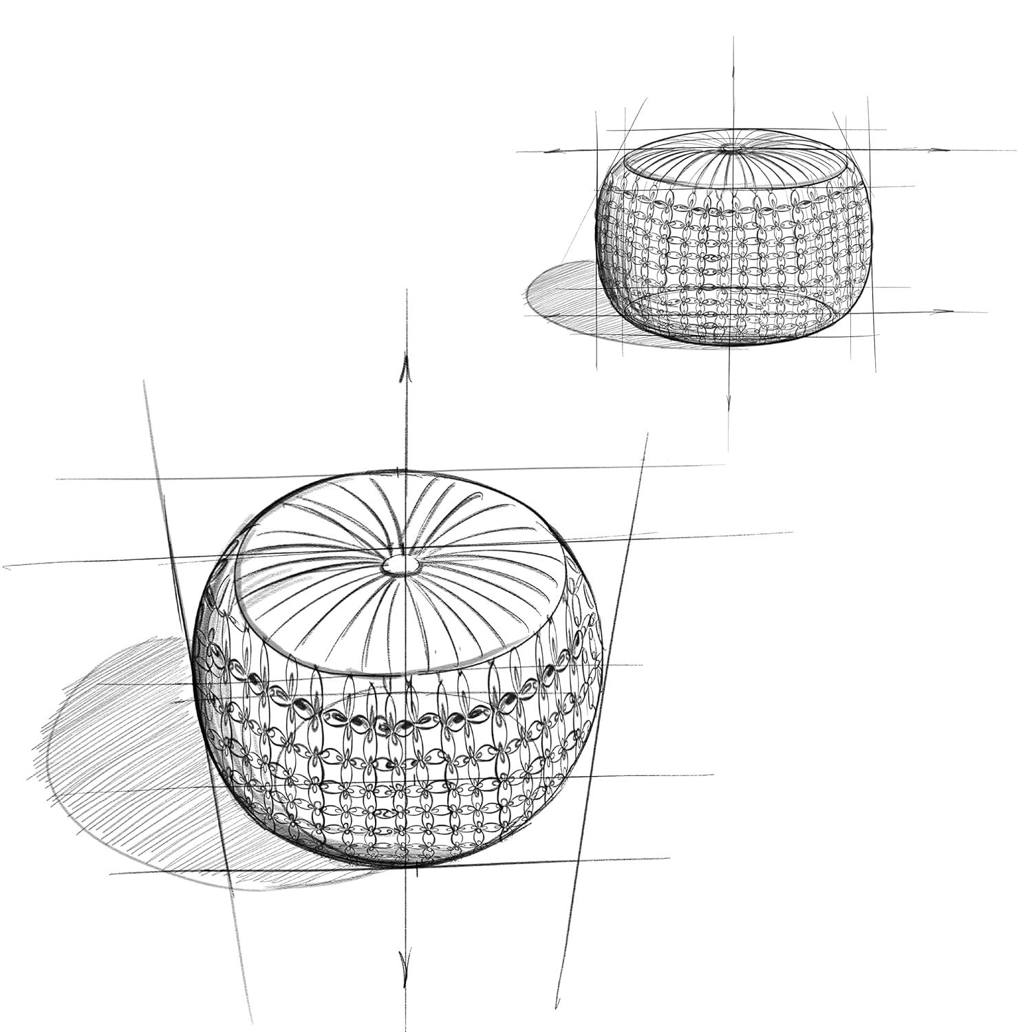 Renee Slate Grey Velvet Round Tufted Pouf