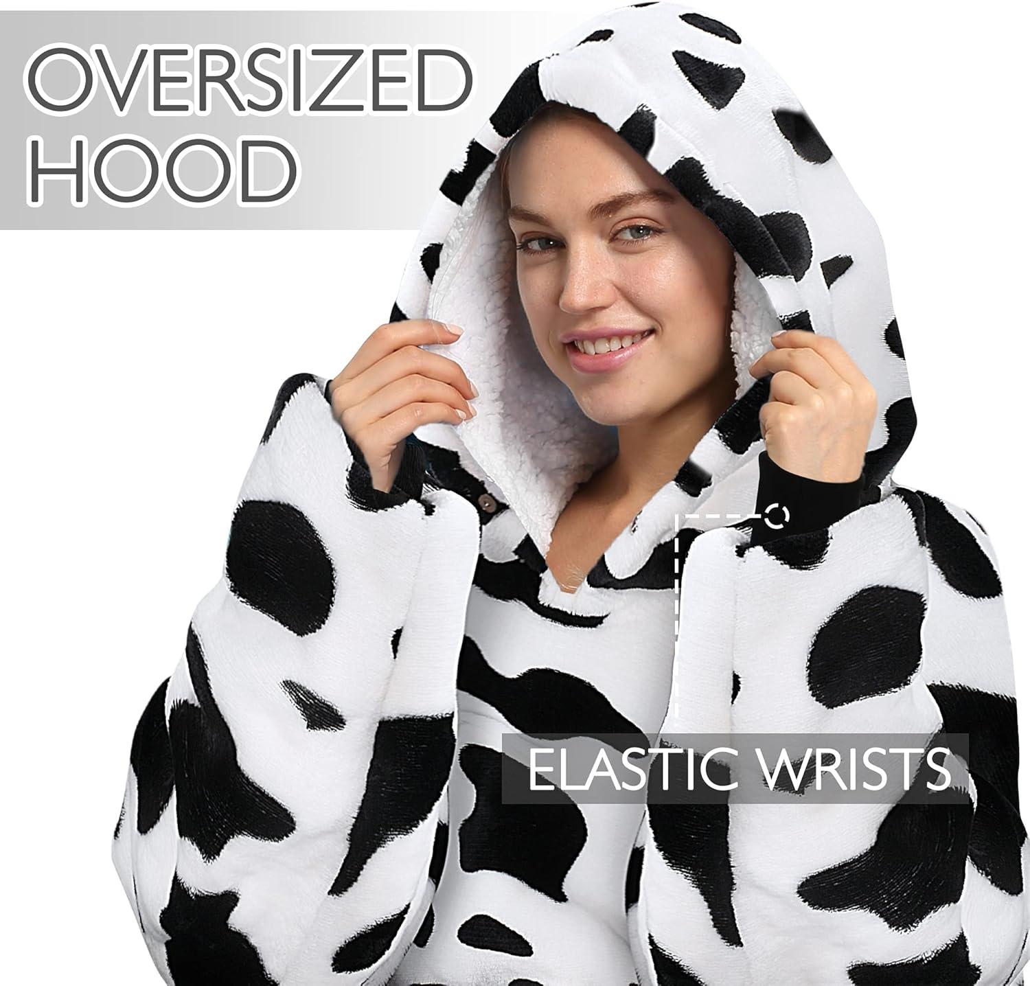 Catalonia Full Body Blanket Hoodie Sweatshirt, Extra Long Oversized Comfortable Sherpa Lounging Pullover
