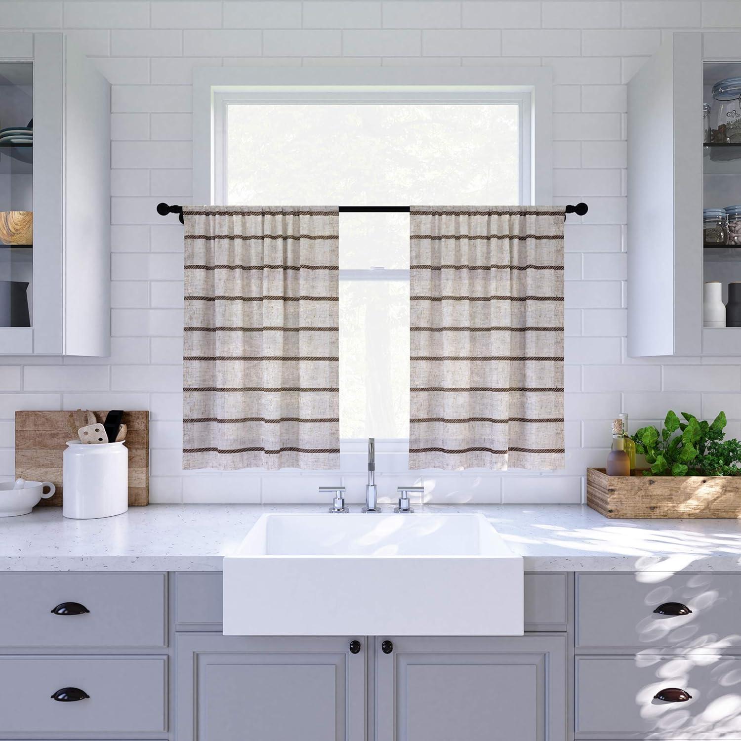 Striped Tailored Kitchen Curtain