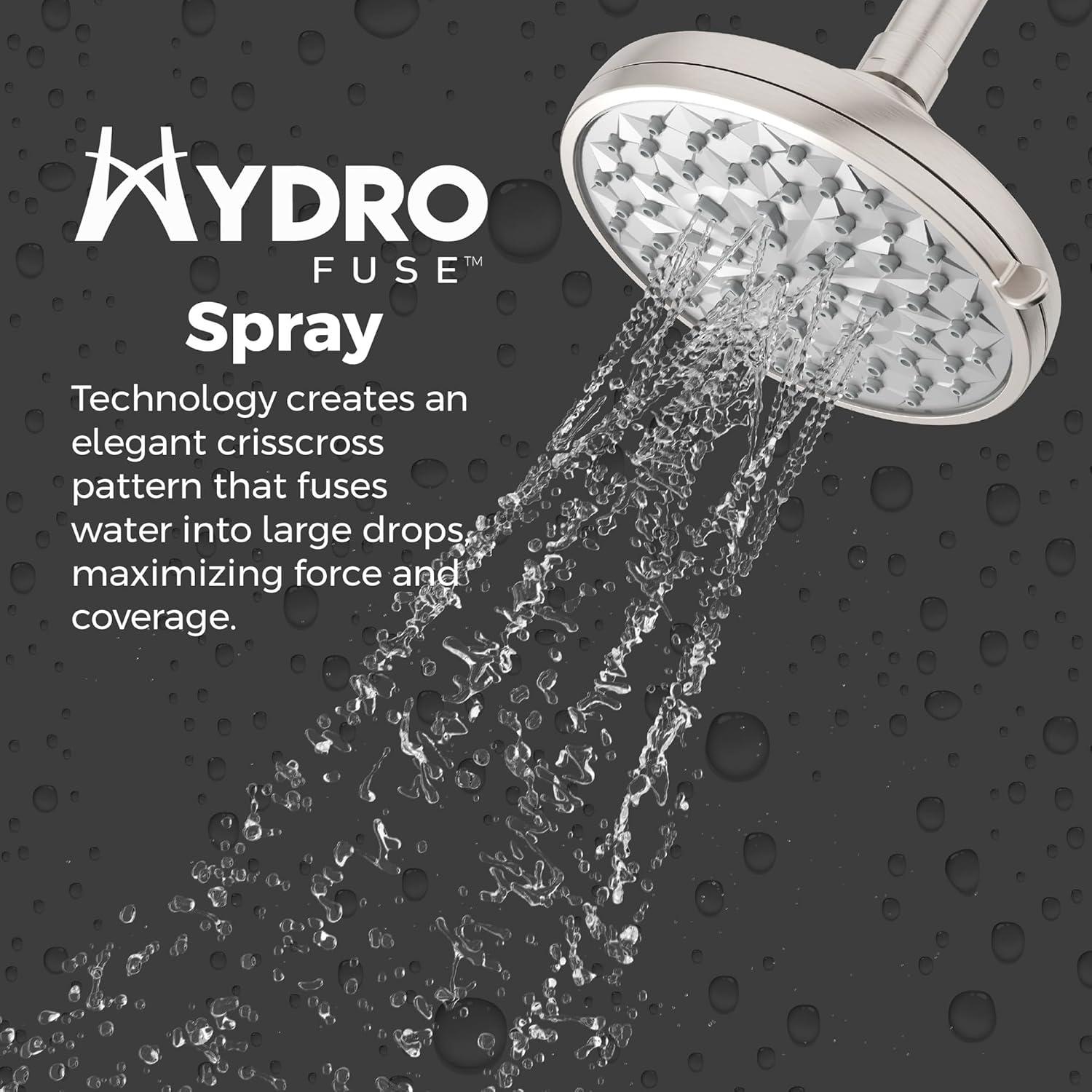 HydroFuse Brushed Nickel 6-Function Wall Mounted Shower Head